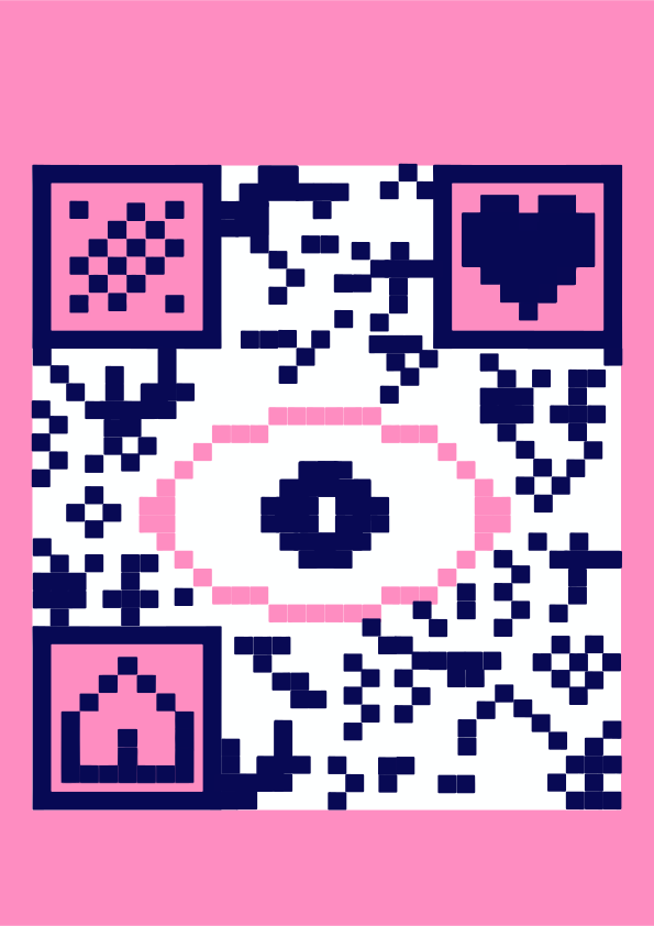 Pink and blue pixelated qr code with eye vector – Technology Image on ...