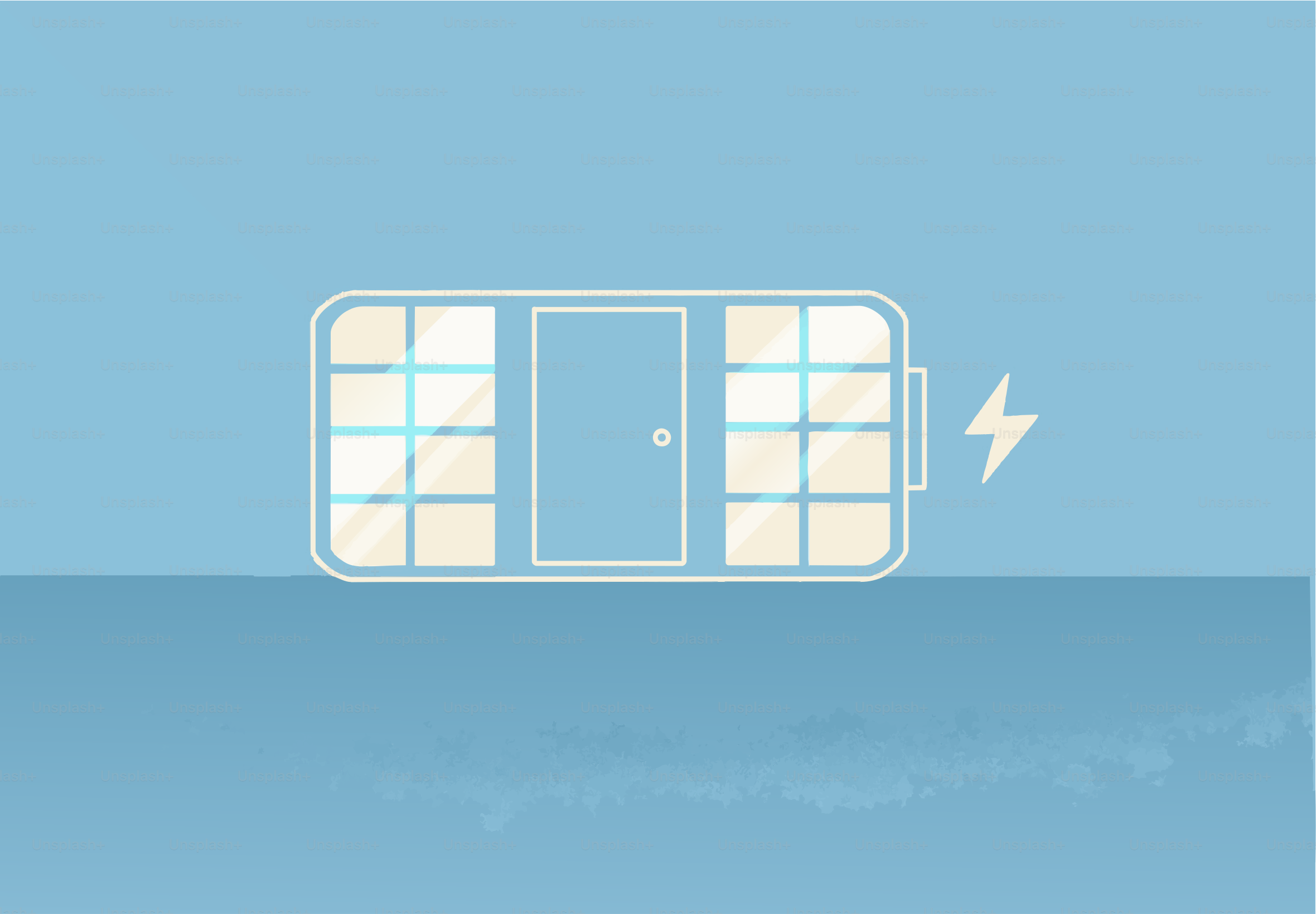 Icono de batería con una puerta y un rayo