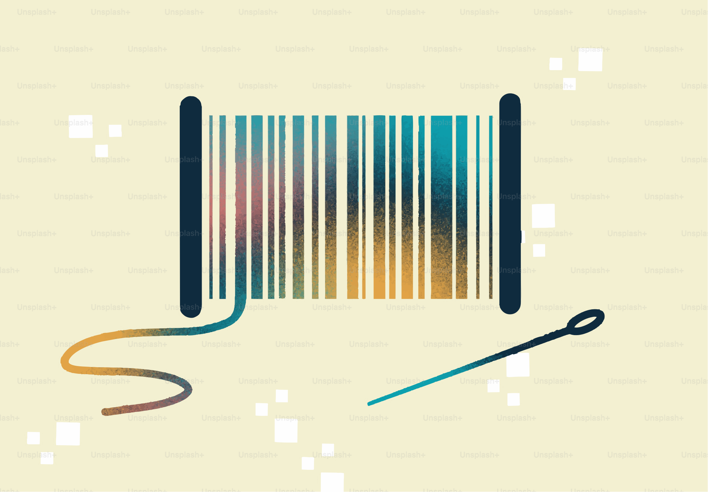 薄い背景に針を通した糸巻き。