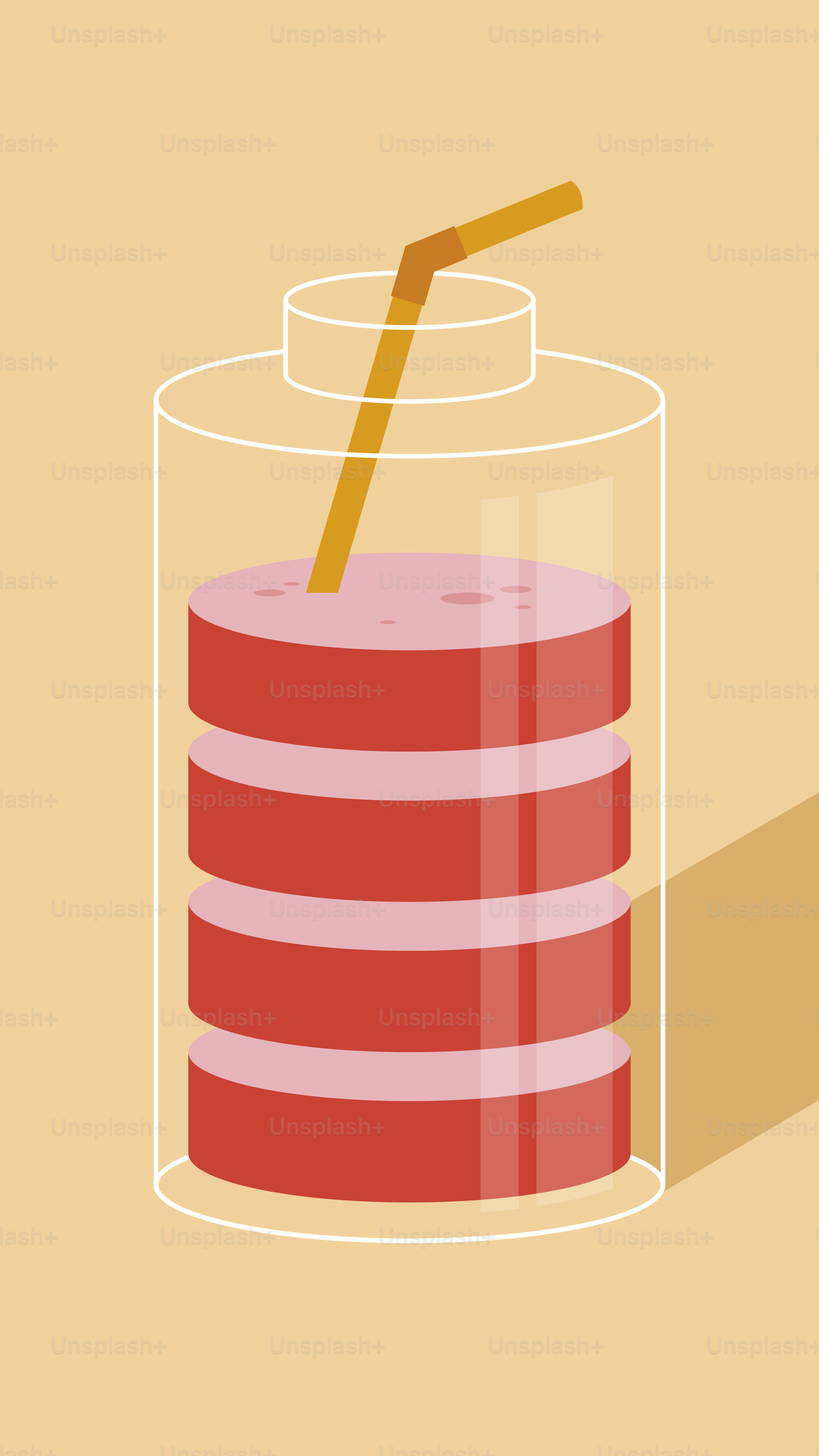 Verre en forme de batterie avec liquide rouge et paille