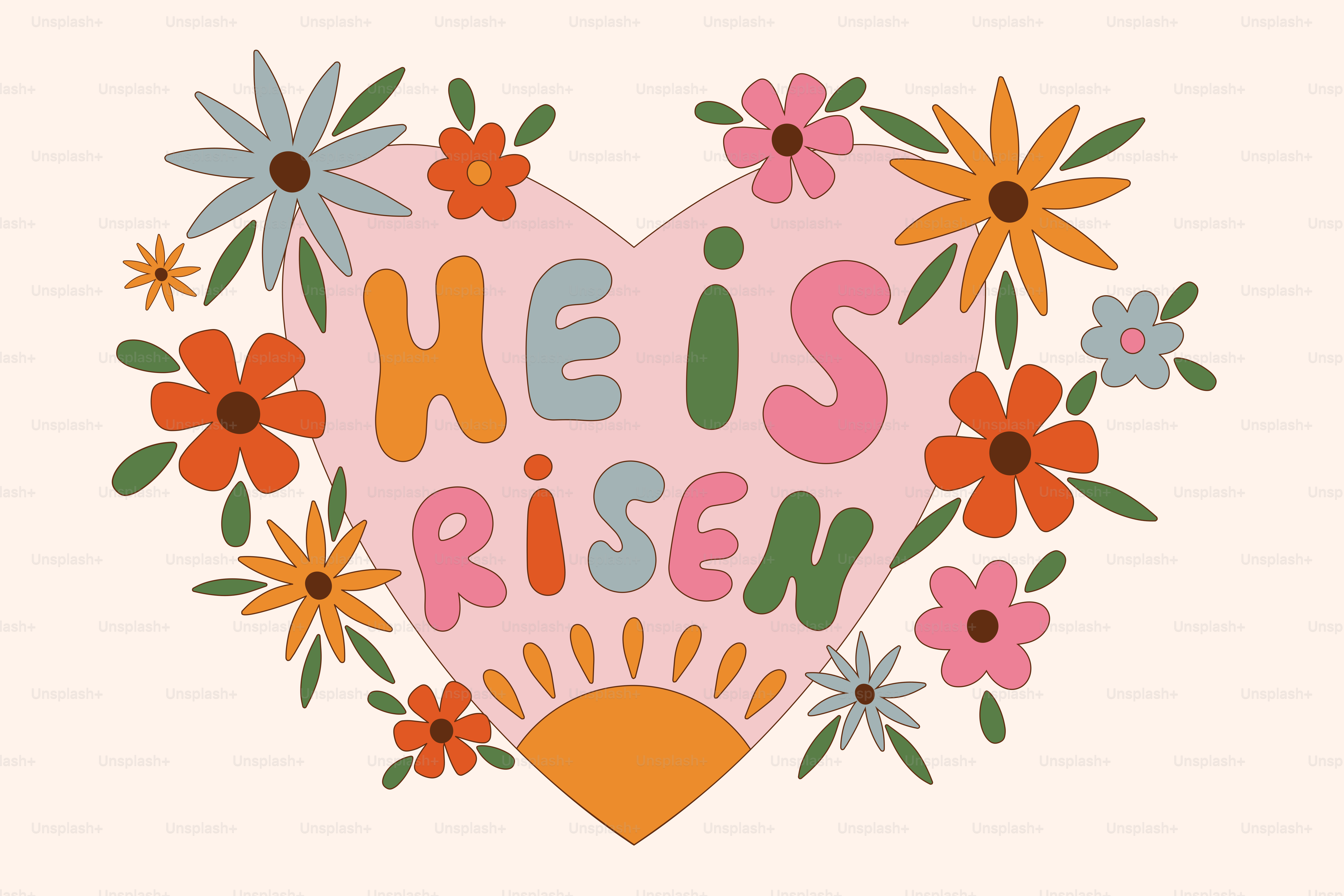 Herz mit Blumen und "Er ist auferstanden"-Text