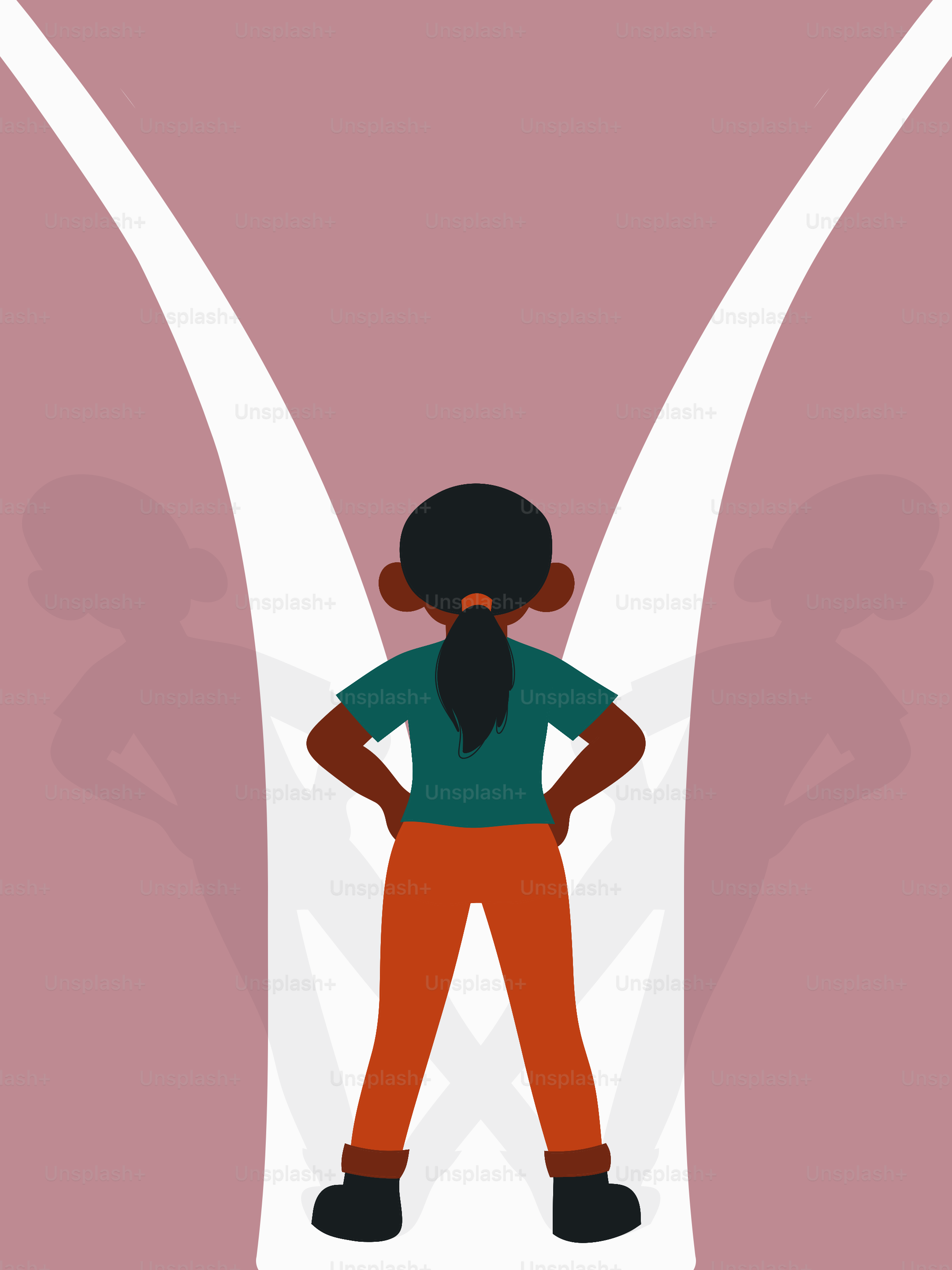 A person stands at a fork in the road.