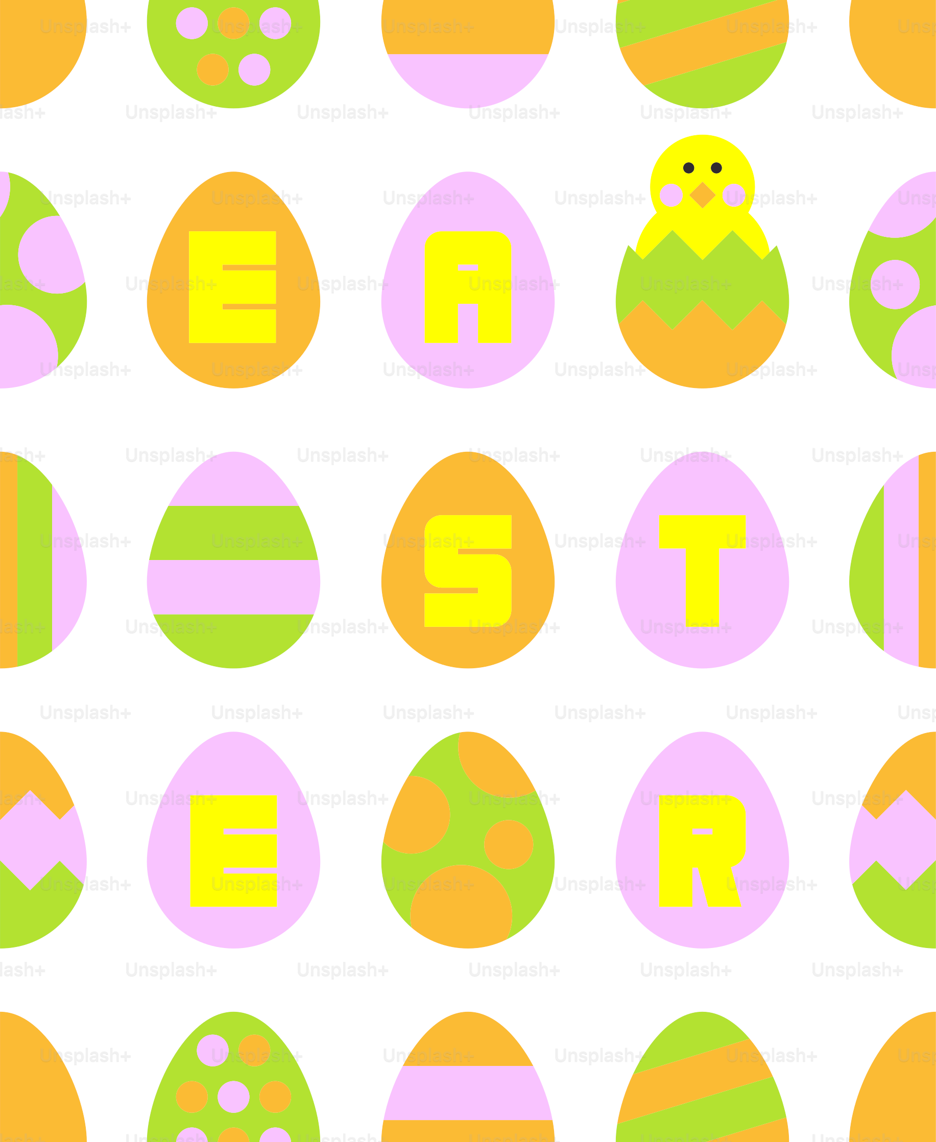 Huevos de Pascua coloridos con letras que deletrean easter
