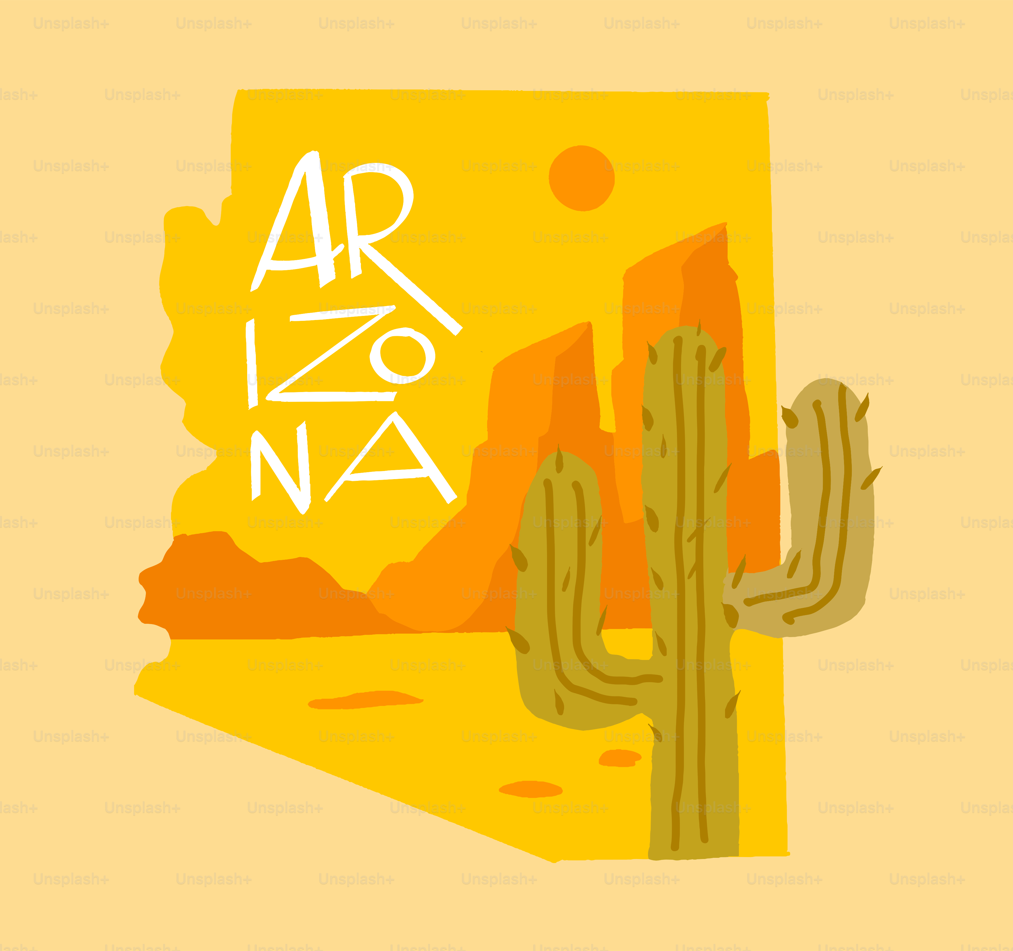 Arizona desert landscape with cactus and rock formations