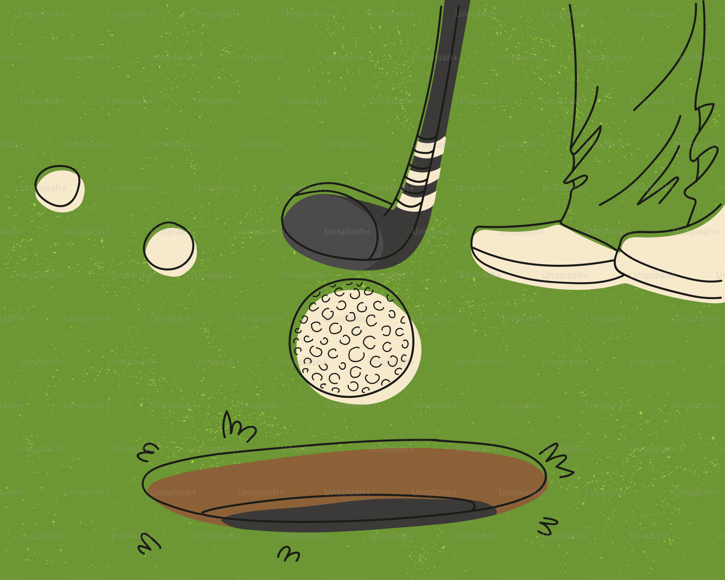 Golf ball being putted into a hole on green