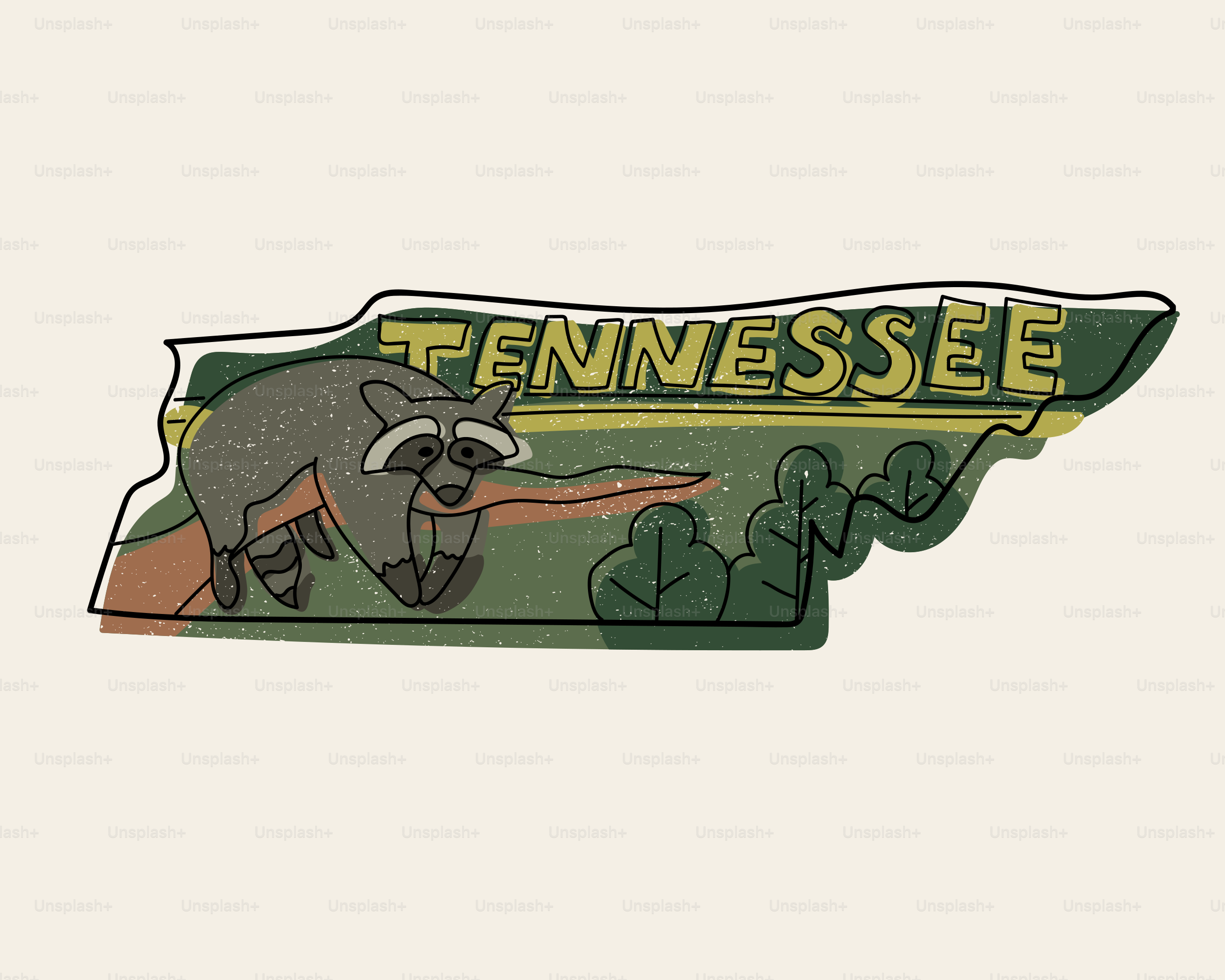 A raccoon on the outline of tennessee