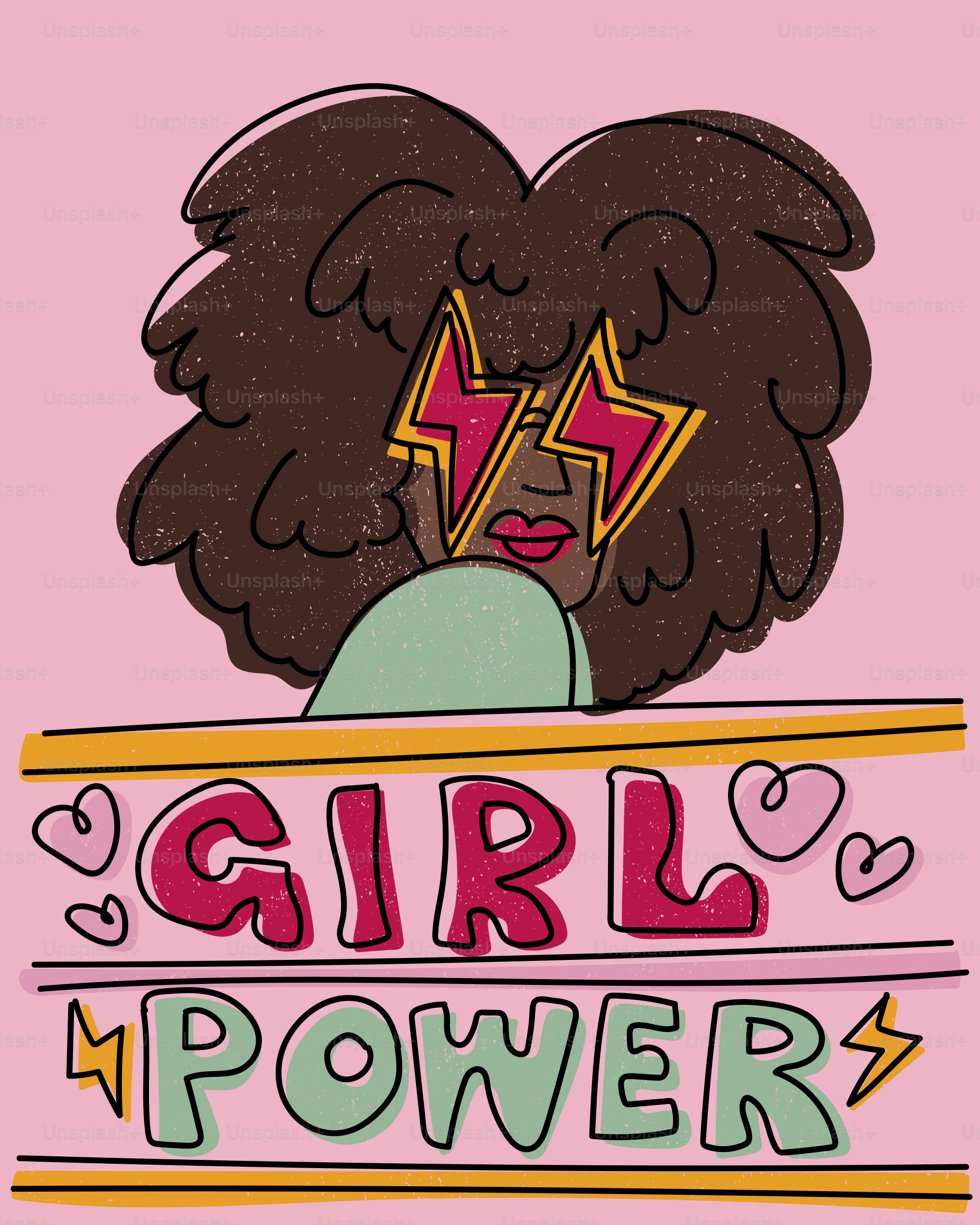 Donna con un messaggio "girl power" e occhiali a forma di fulmine