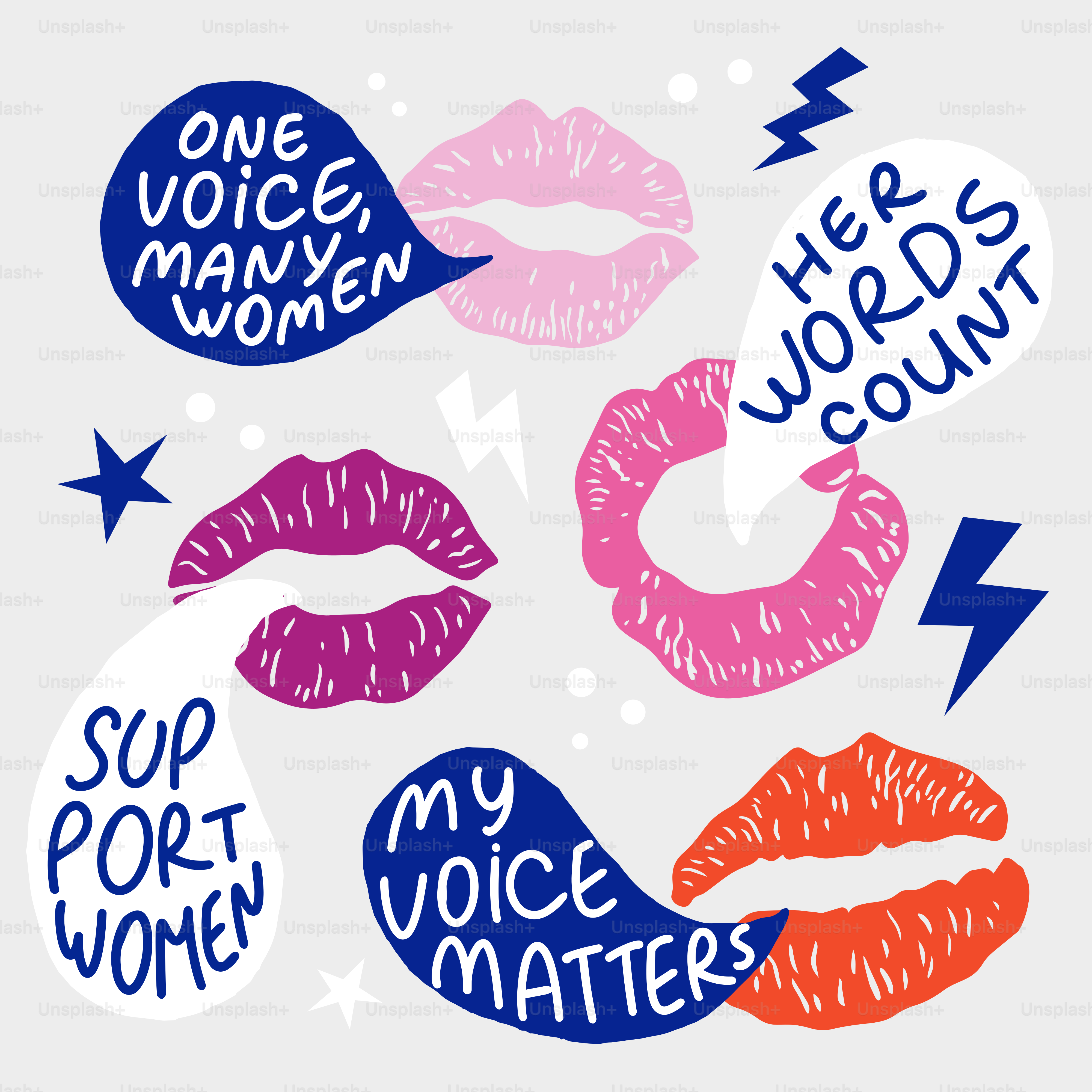 Lips with empowering messages about women