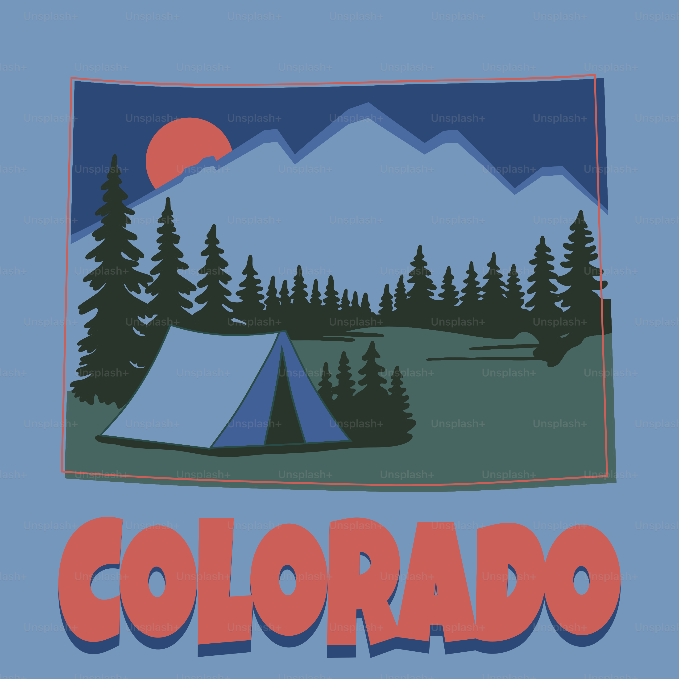 Tent camping in the mountains at sunset