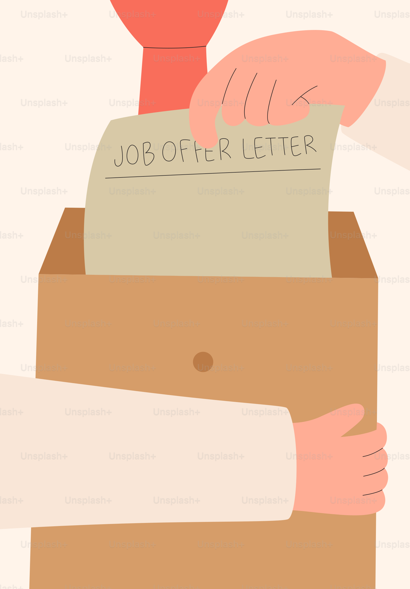 Mains qui posent une lettre d’offre d’emploi dans une boîte.