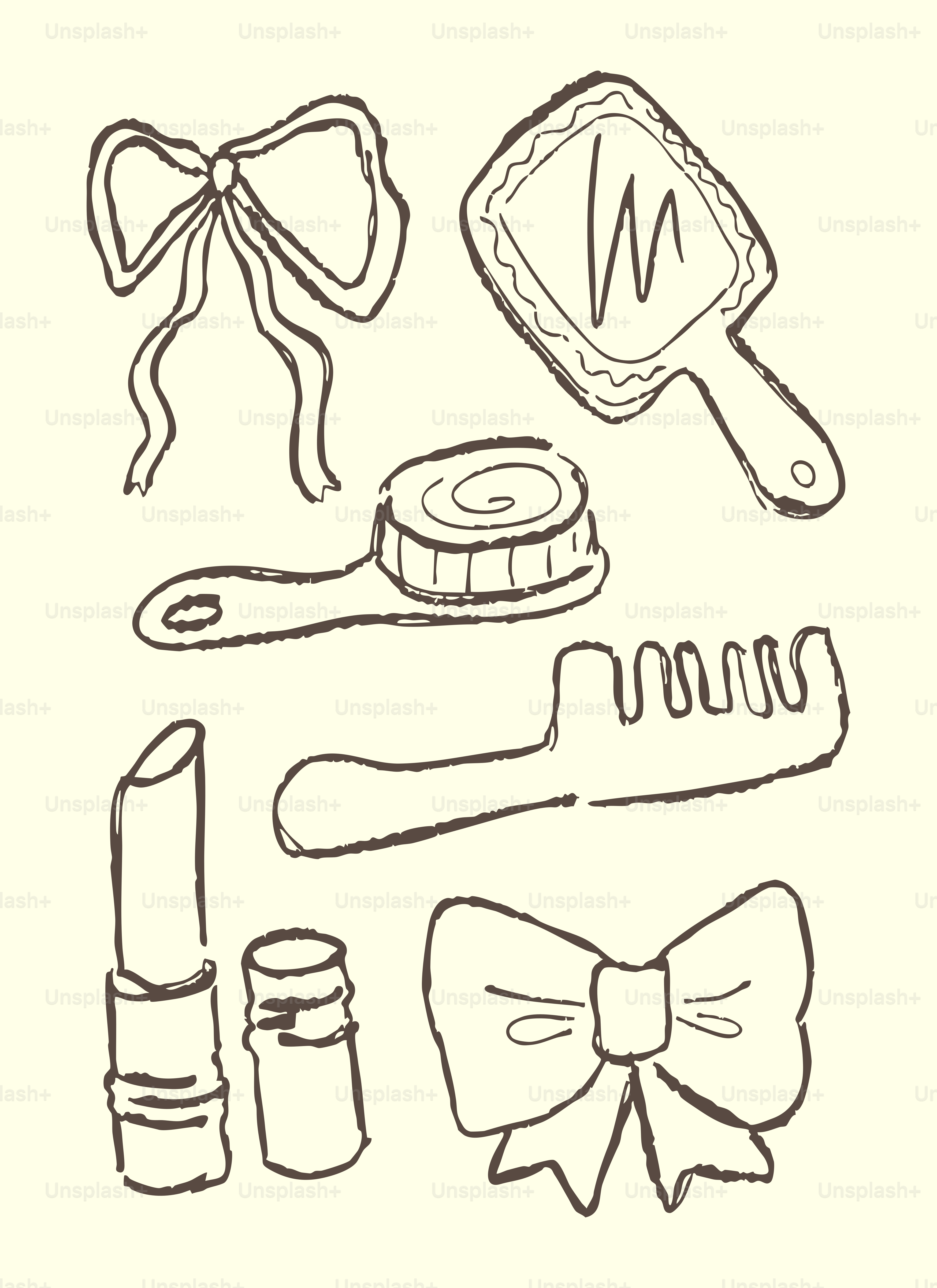 Sammlung von Schönheitsartikeln und Schleifenbogen