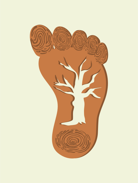 Impronta con un albero all'interno su uno sfondo chiaro