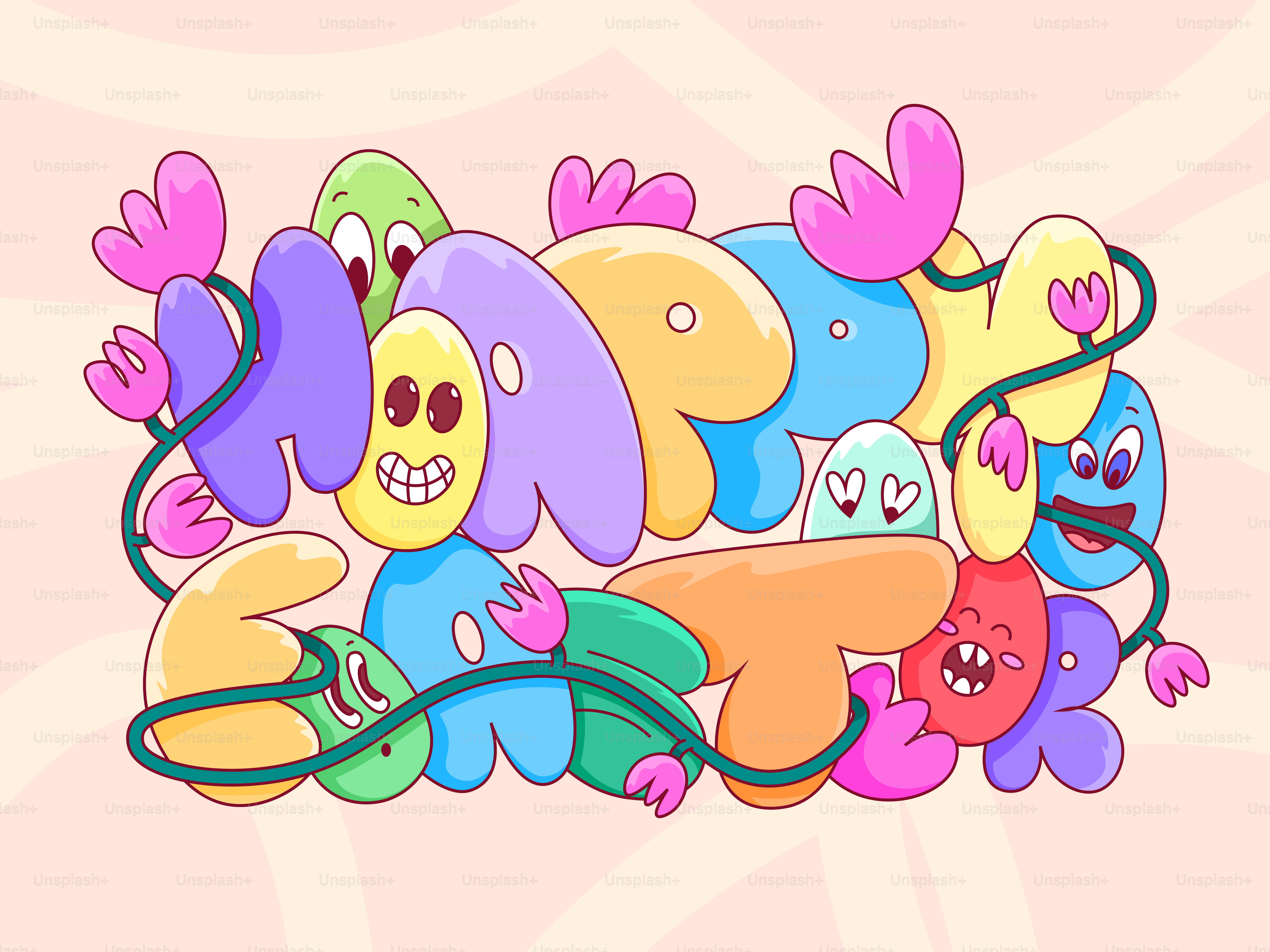 Fröhliche Ostertexte mit niedlichen Cartoonfiguren