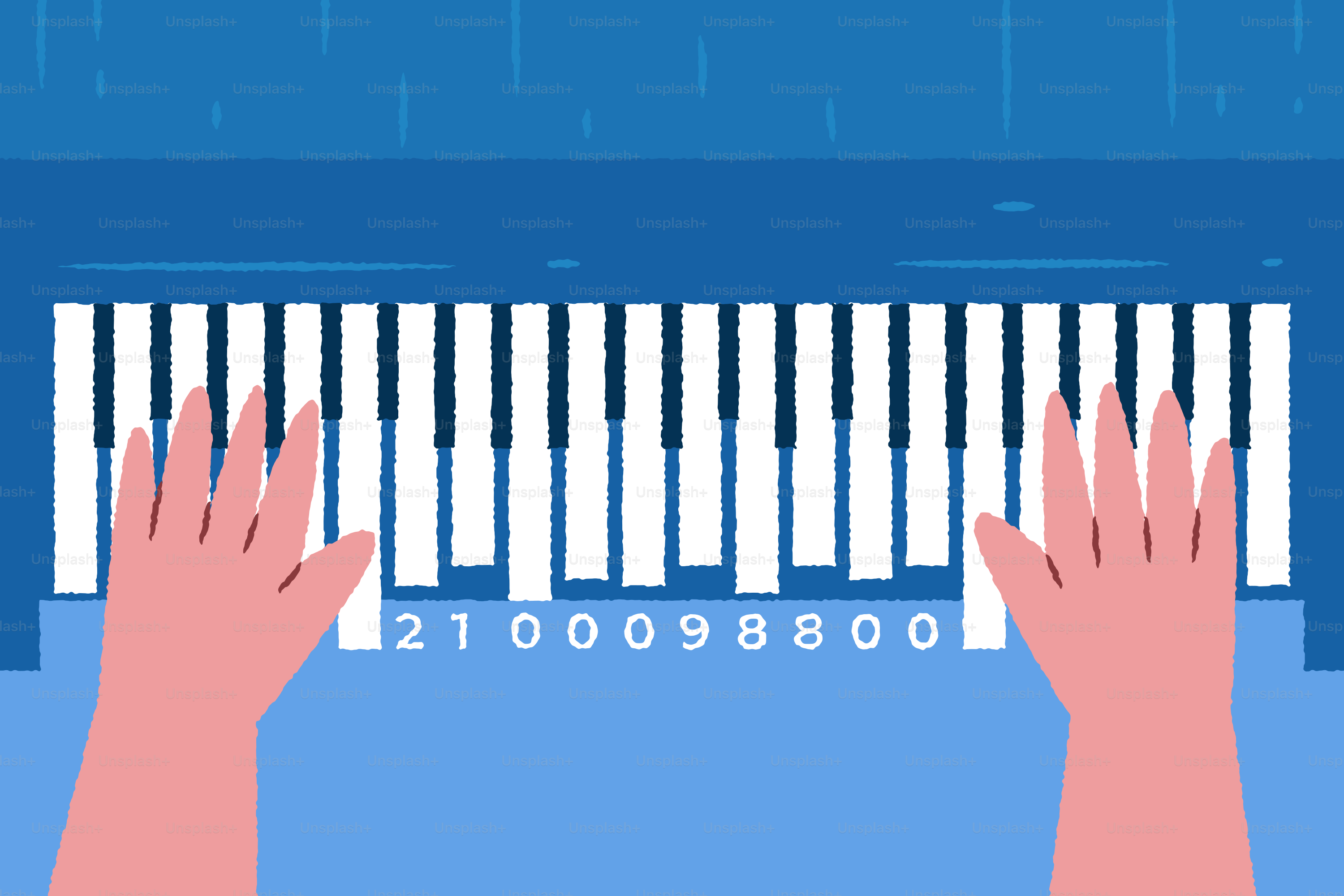 Hände, die ein Klavier mit nummerierten Tasten spielen