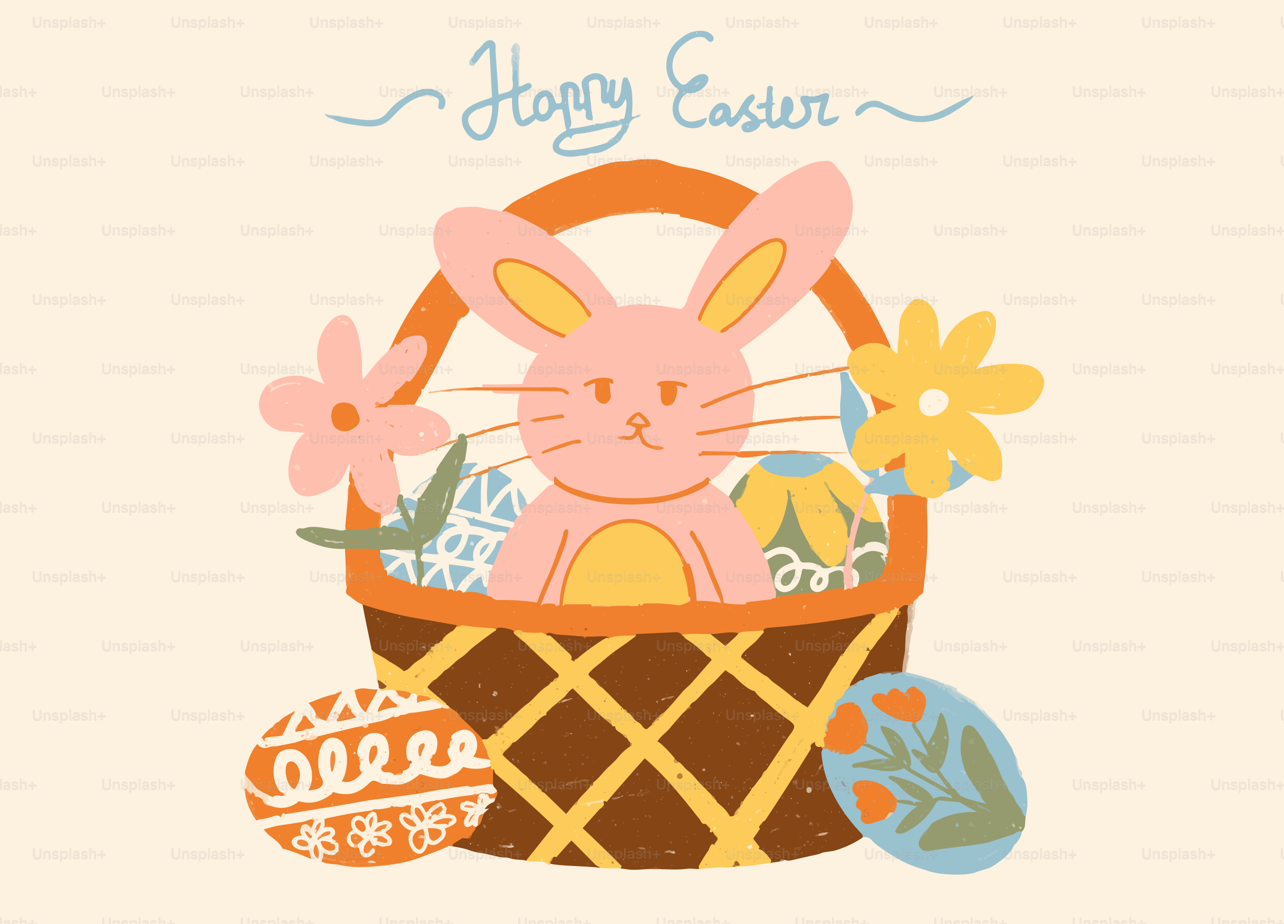 Easter bunny and eggs with floral designs vector – Flower Image on Unsplash