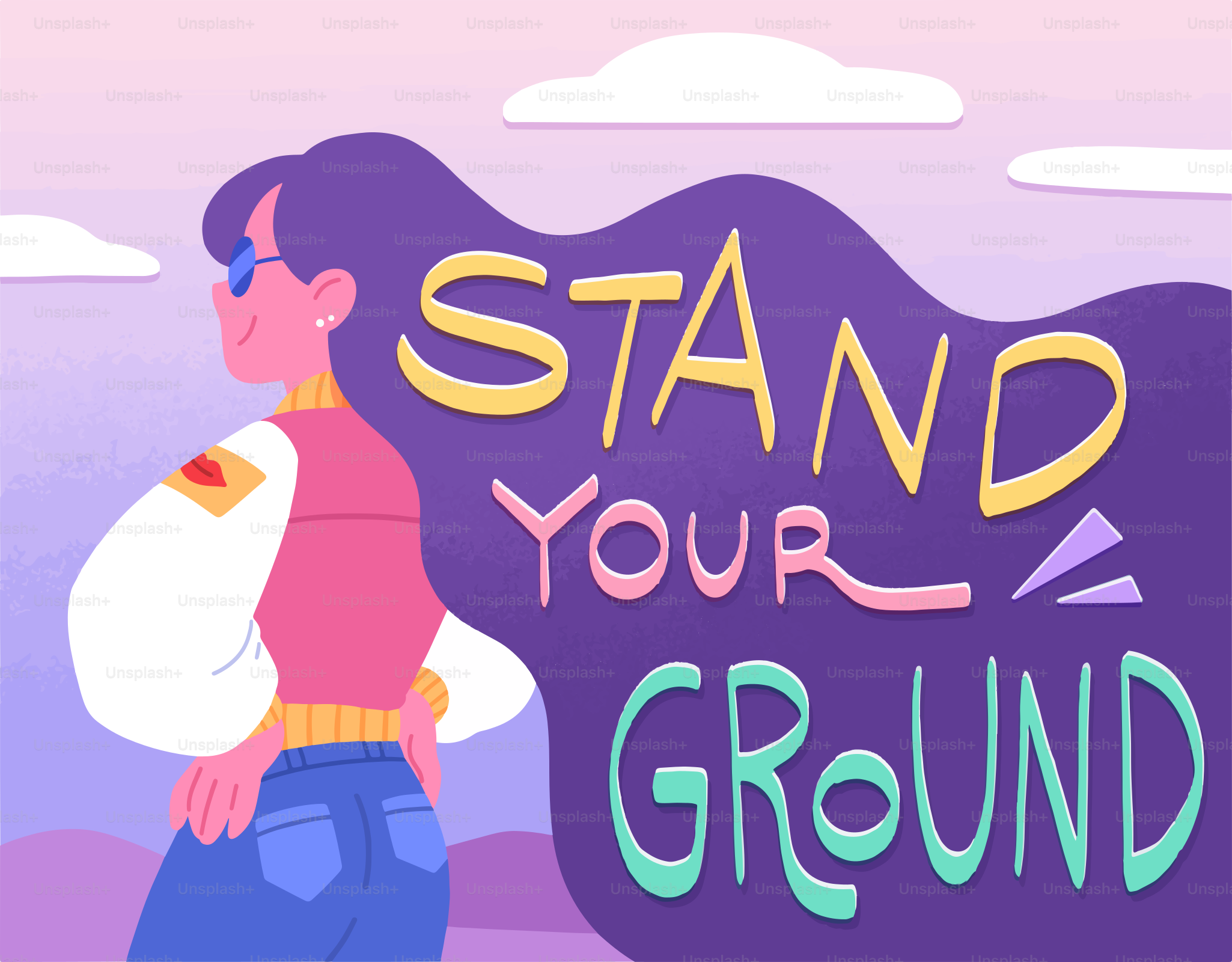 Mulher de cabelo comprido e mensagem "mantenha sua posição".