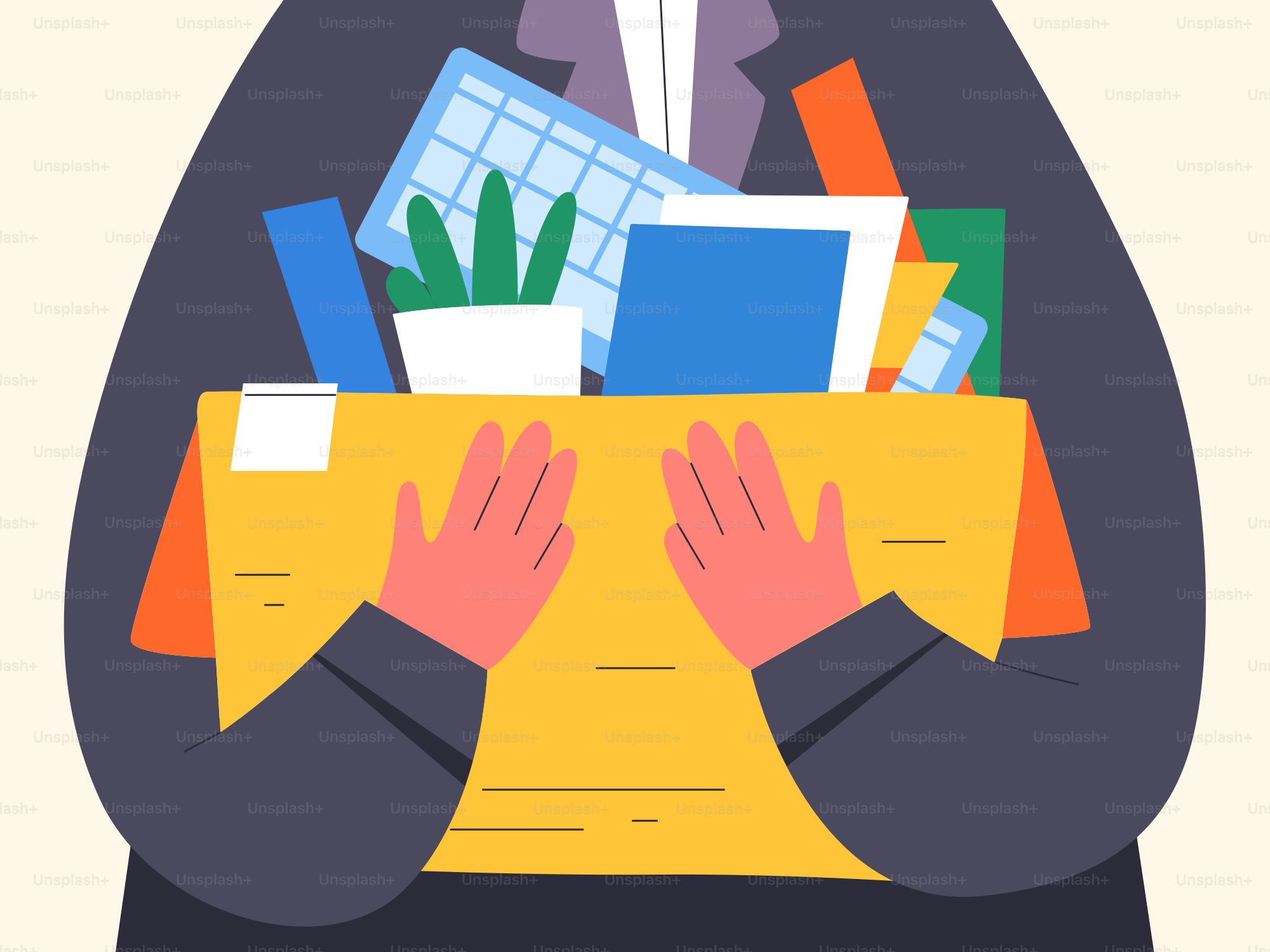 Person, die eine Kiste Bürobedarf trägt