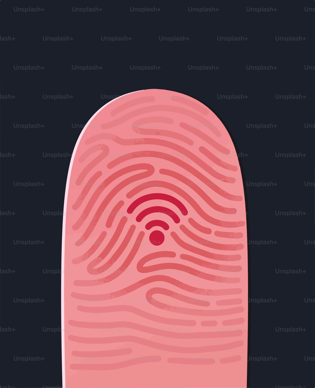 Impressão digital com símbolo vermelho de wi-fi