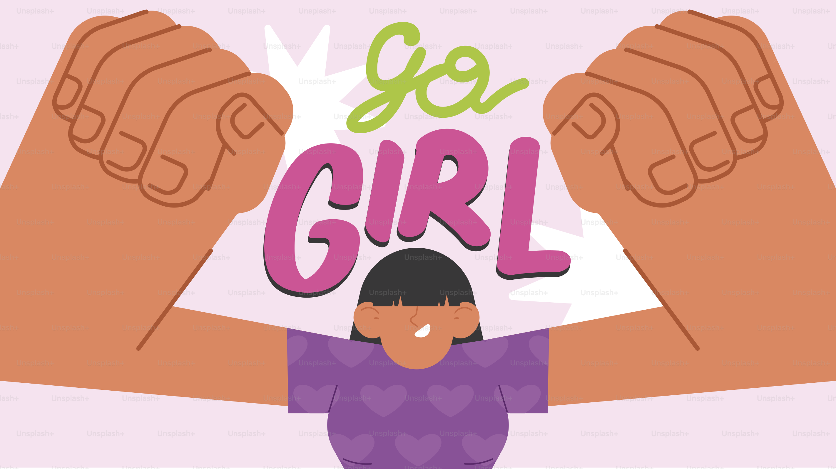 Frau spannt die Arme mit dem Text 'Go Girl'