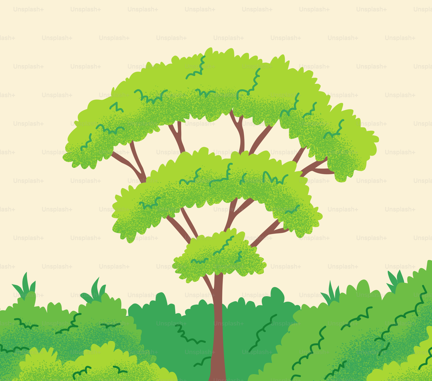 A stylized green tree with a light background.