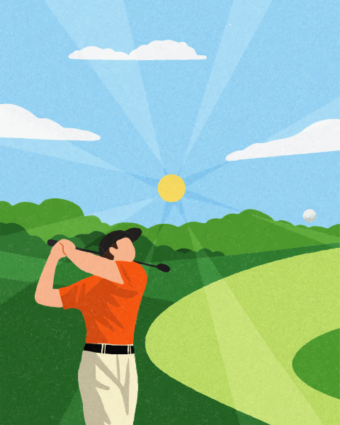 Golfeur qui balance le club par une journée ensoleillée