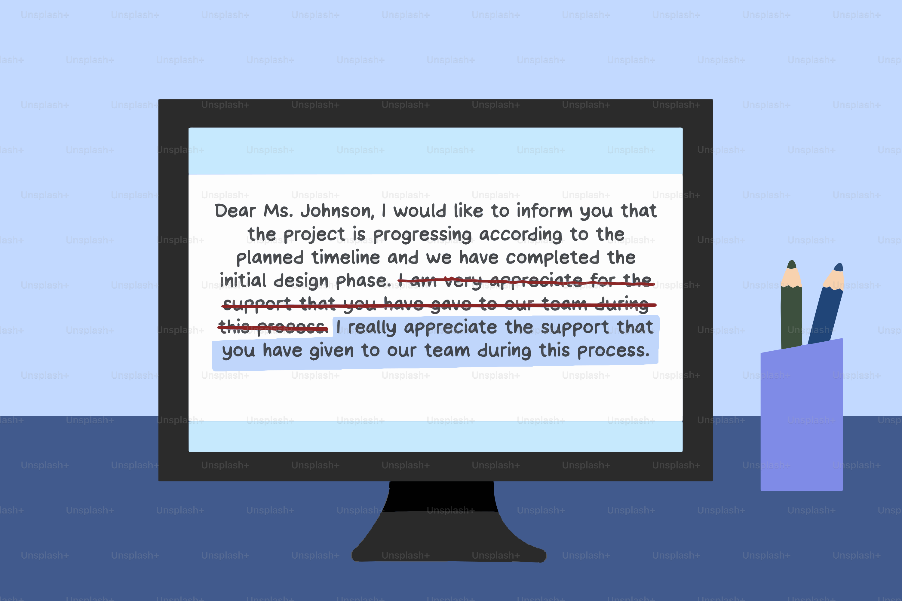 Computer screen displaying a letter of appreciation.