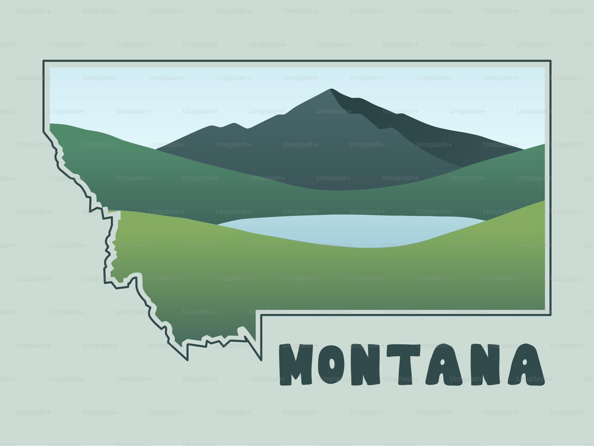 Montana-Landschaft mit Bergen, Seen und sanften Hügeln