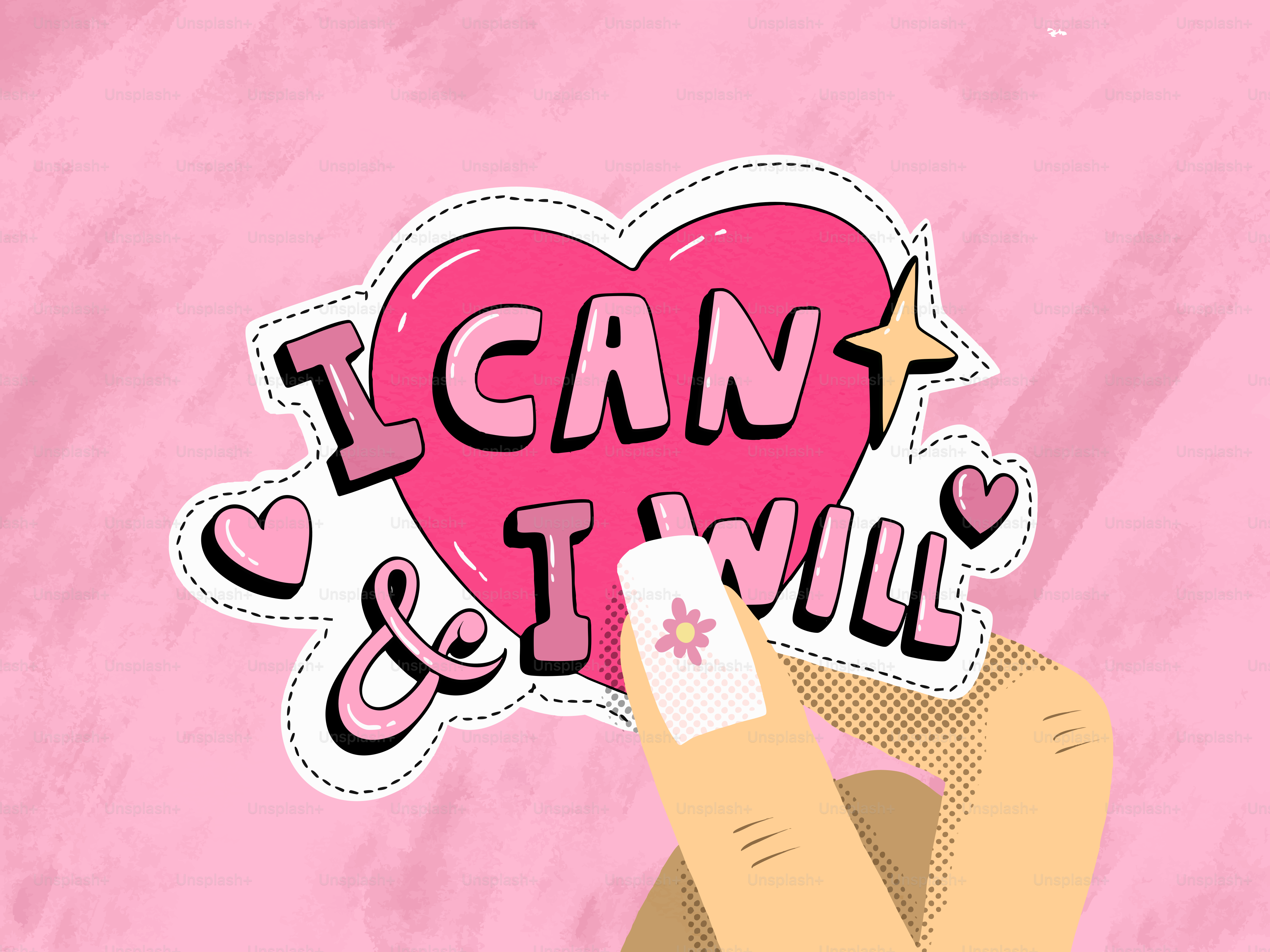 분홍색 스티커에 'I can and i will'이라는 문구가 적혀 있어요.