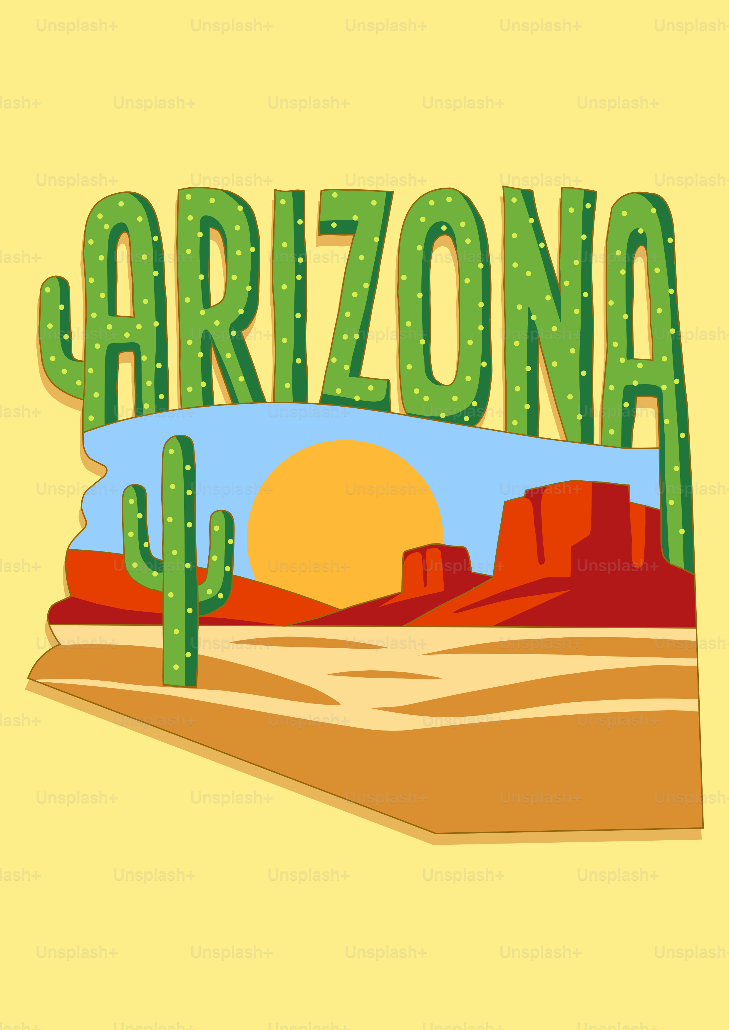 Paysage désertique de l’Arizona avec des cactus et des mesas au coucher du sol