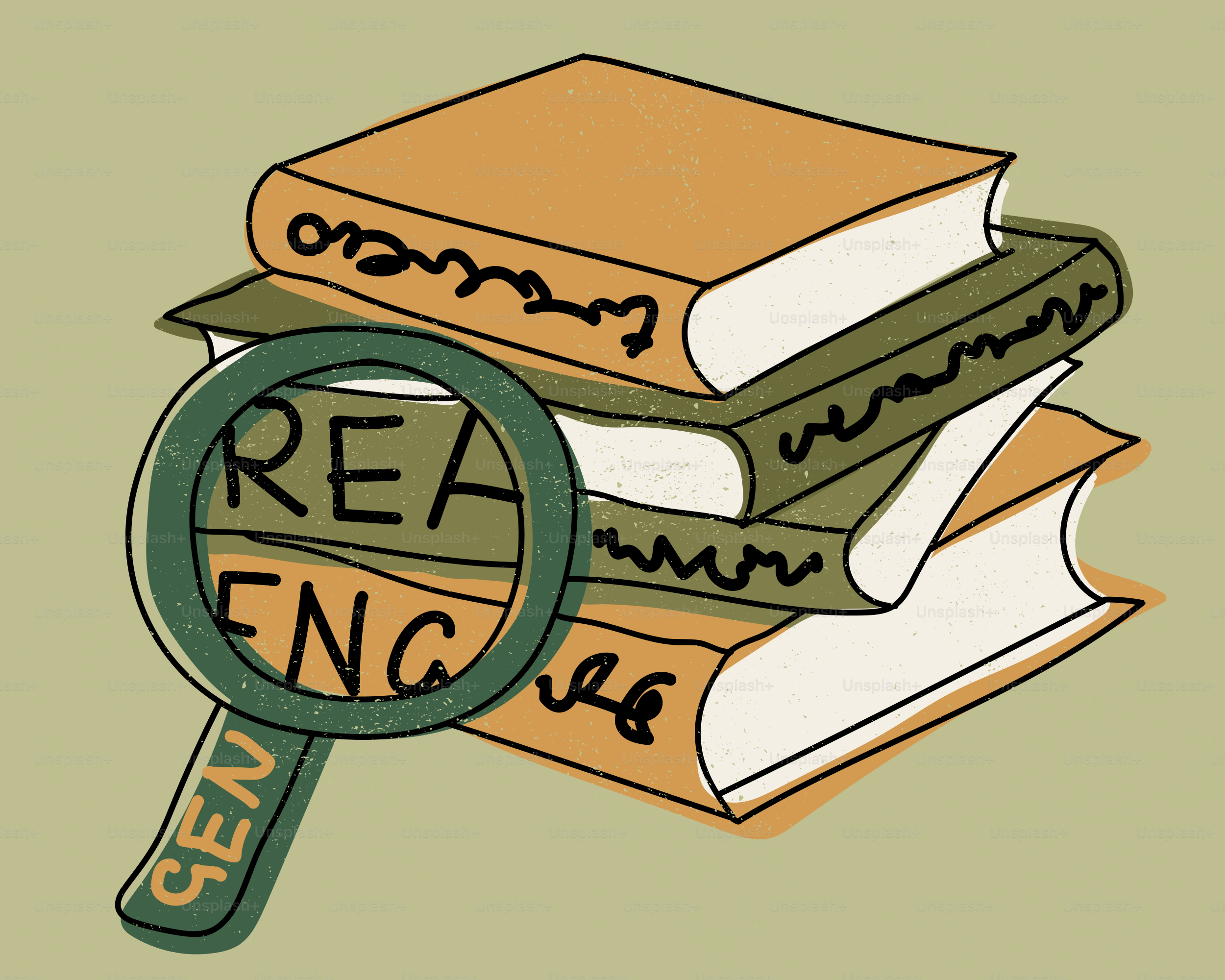 Loupe au-dessus d’une pile de livres