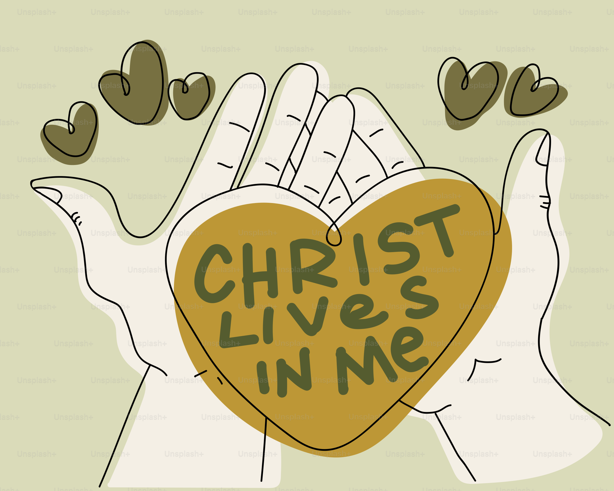 Hands holding a heart with "christ lives in me"