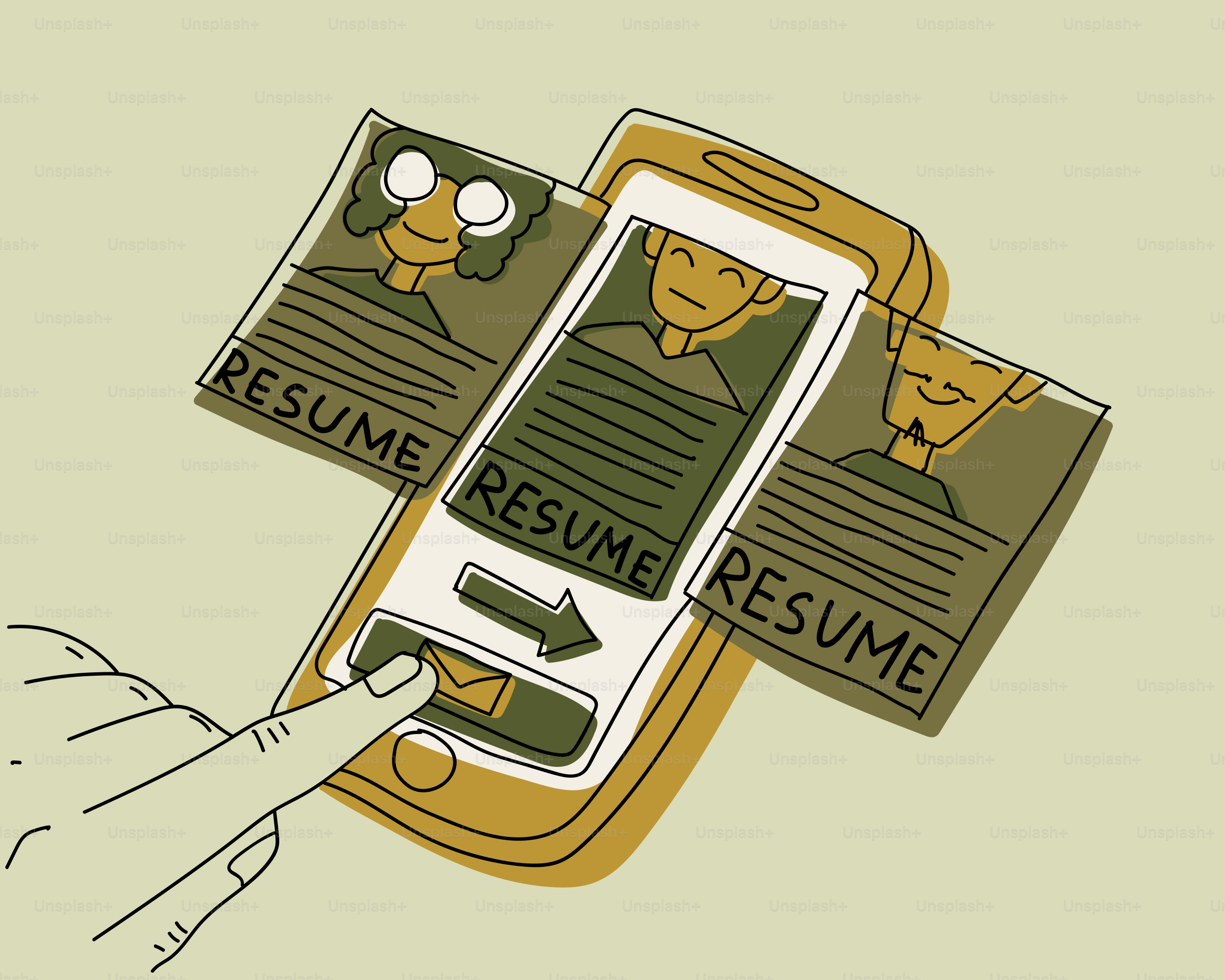 Hand scrolle ich durch Lebensläufe auf einem Smartphone-Bildschirm.