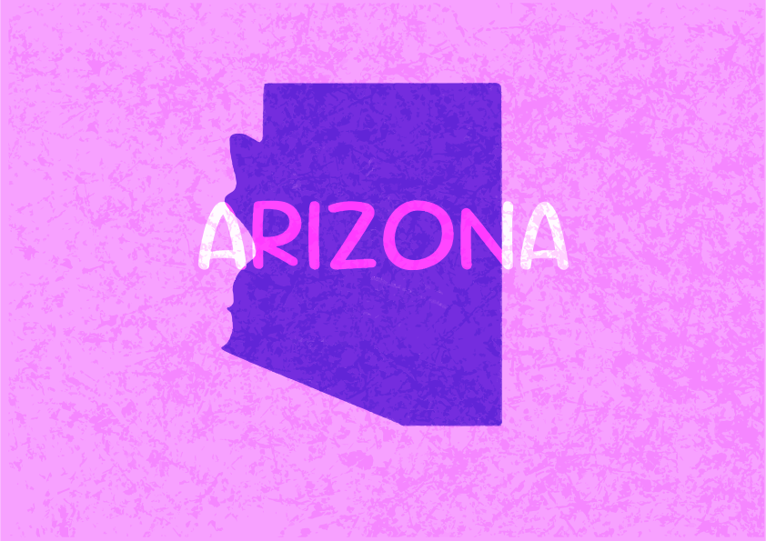Outline of arizona with the word arizona inside.