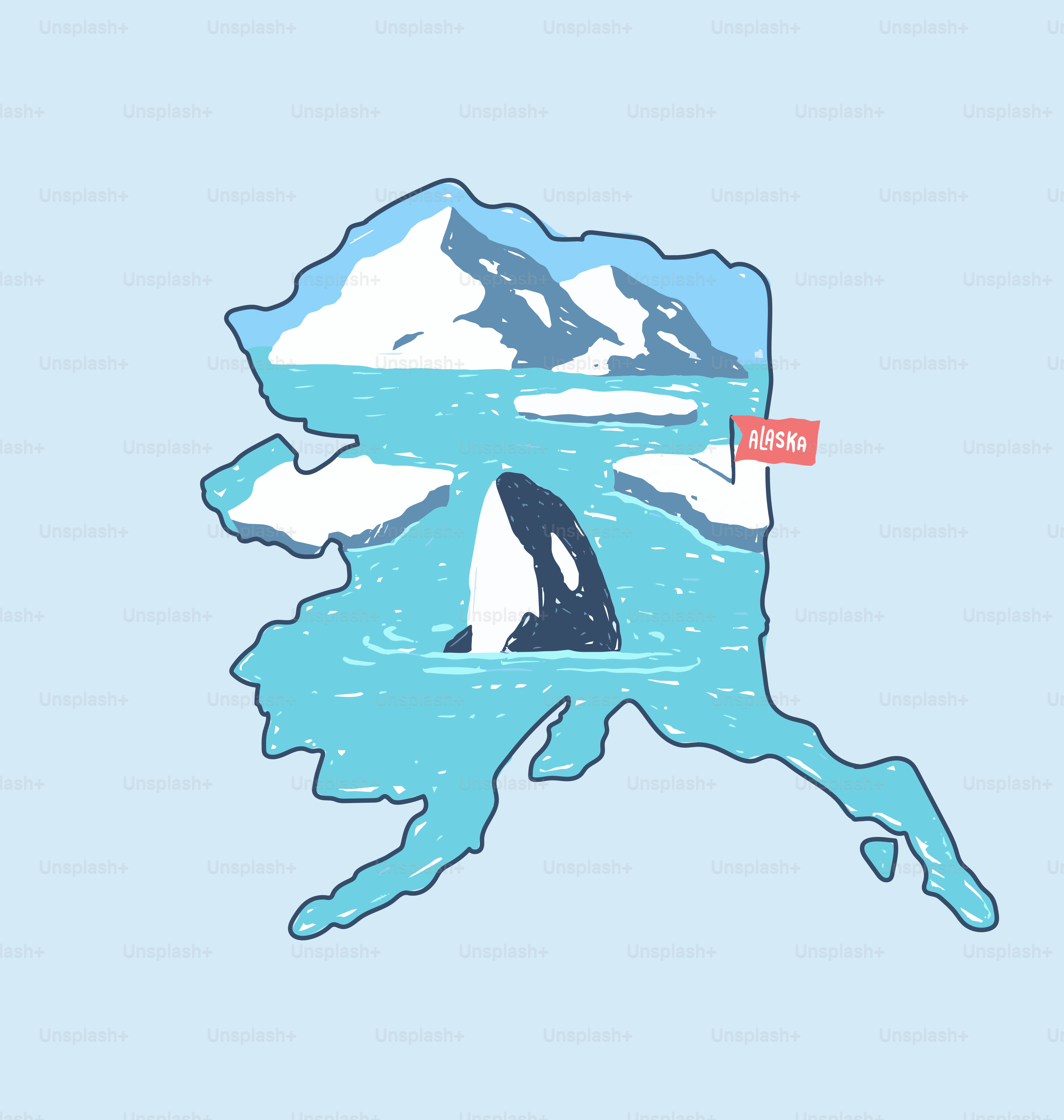 Orca-Wale brechen in eisigen Gewässern Alaskas innerhalb der Staatsgrenze aus