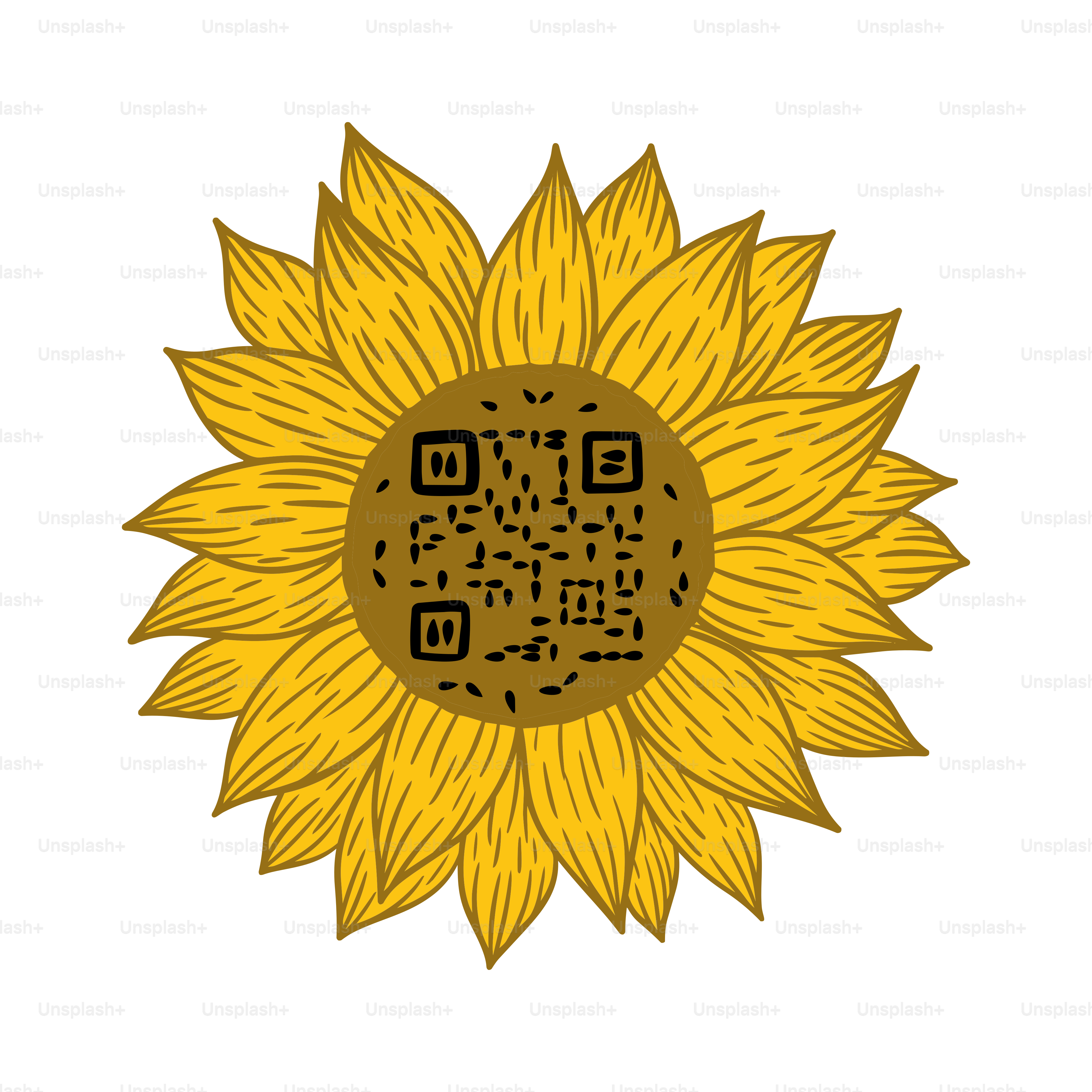 Sunflower with a qr code in its center vector – Illustration Image on ...