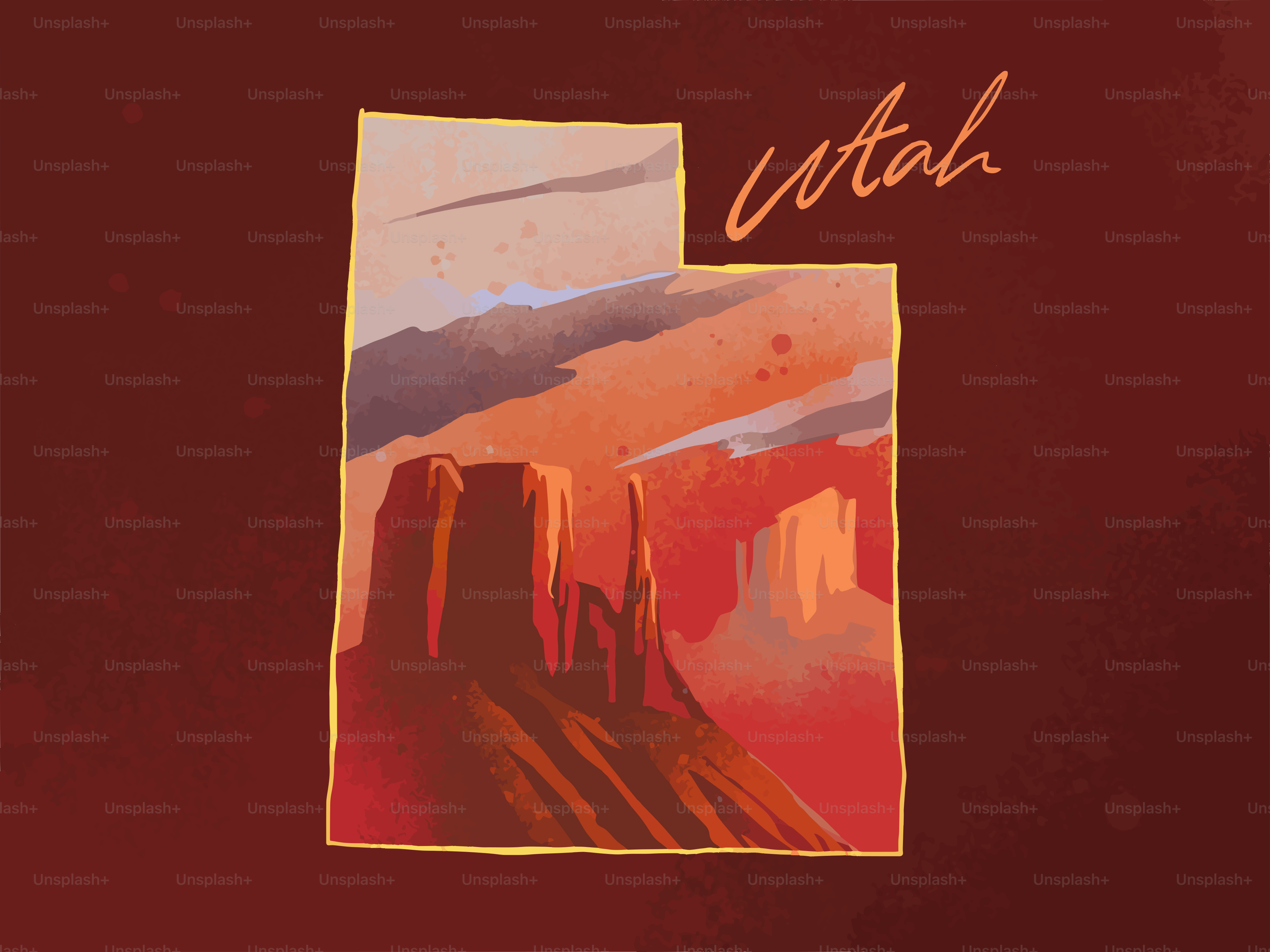 Utah landscape with red rock formations at sunset