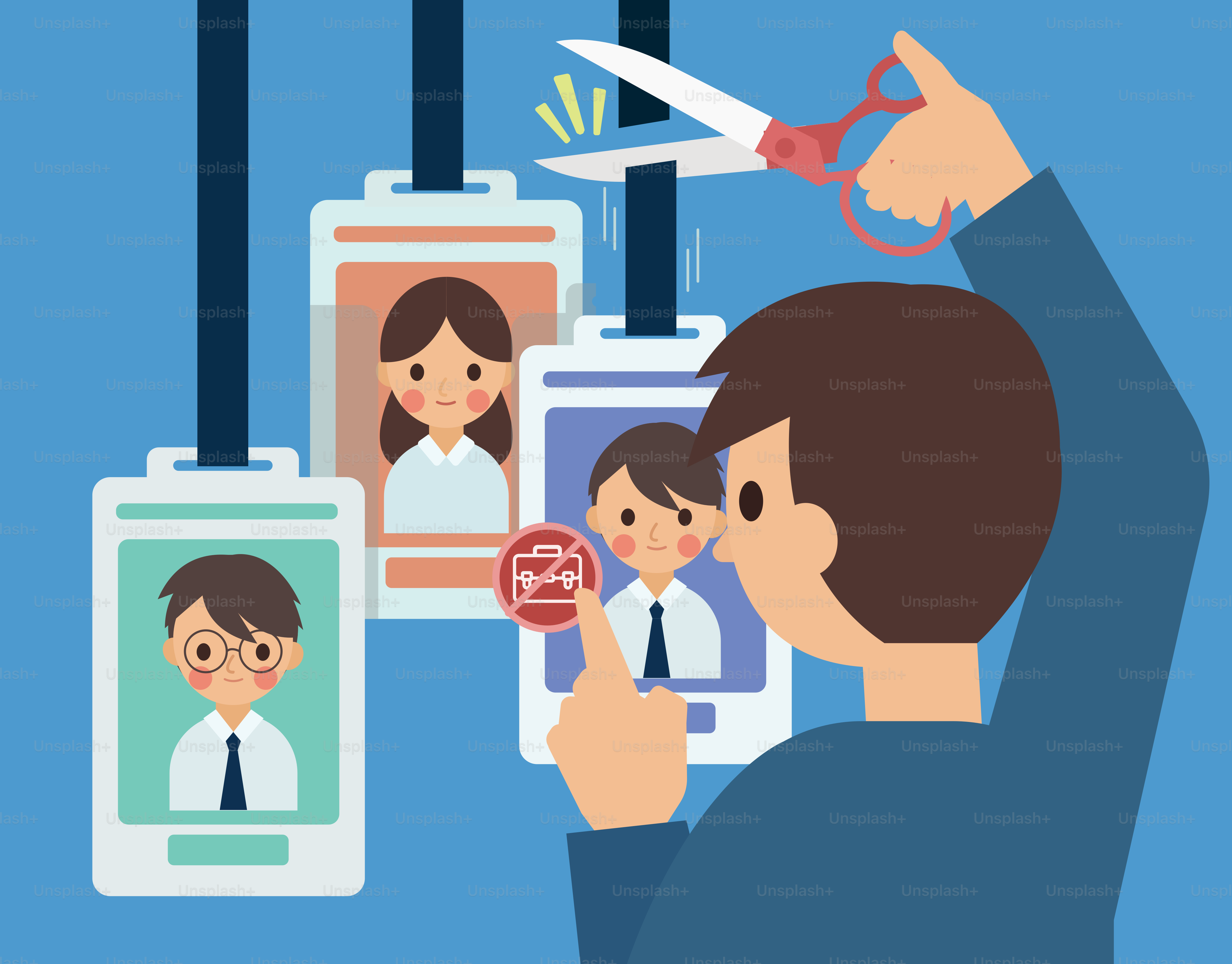 Un homme qui coupe une plaque avec un nom avec des ciseaux