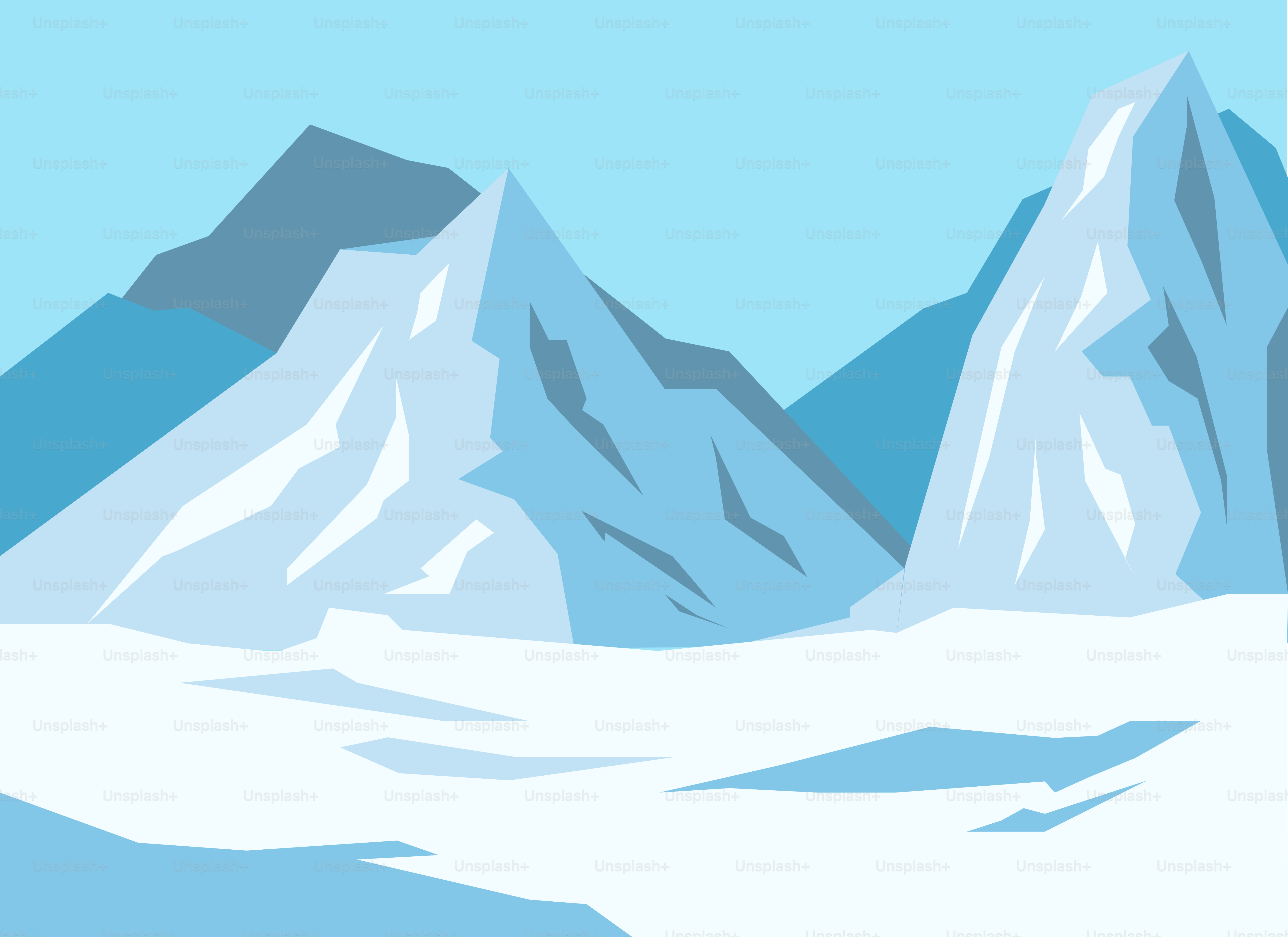 Schneebedeckte Berge unter klarem blauen Himmel.