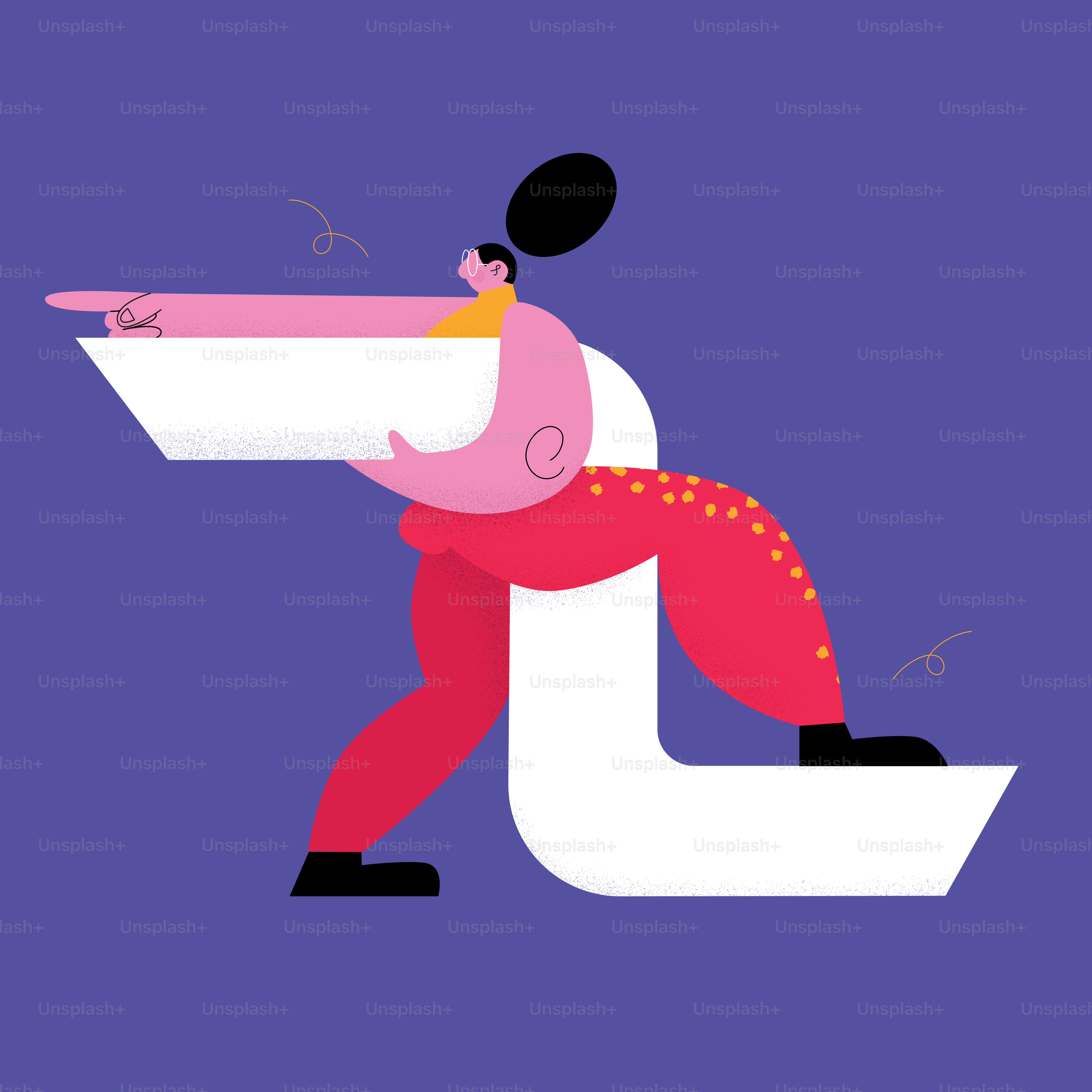 Woman carrying a large white abstract shape