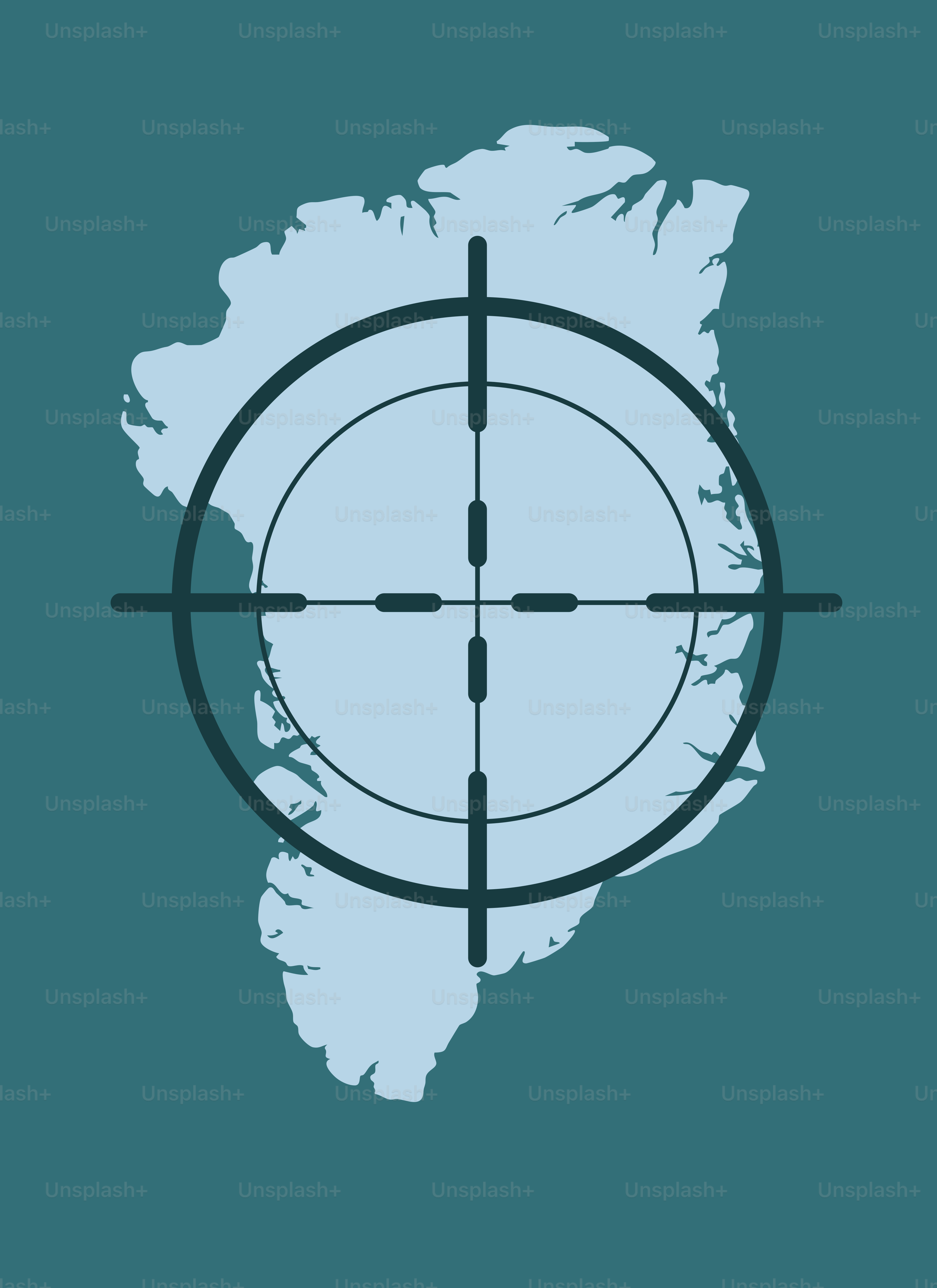 Carte du Groenland avec une superposition de lunette de sniper