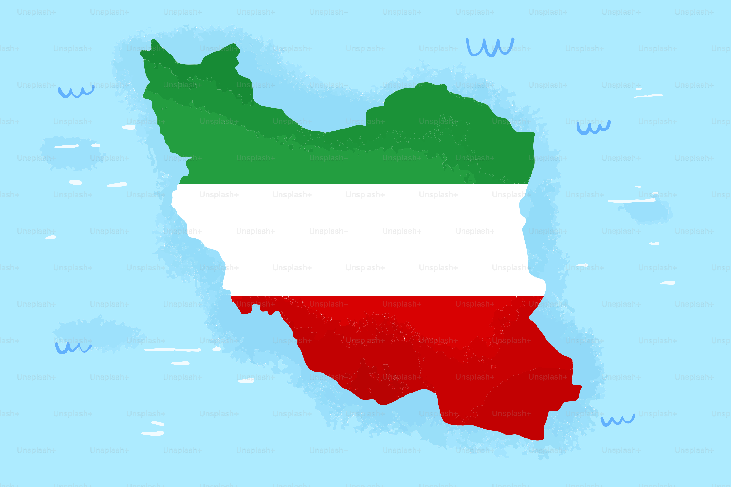 Map of iran with its flag colors