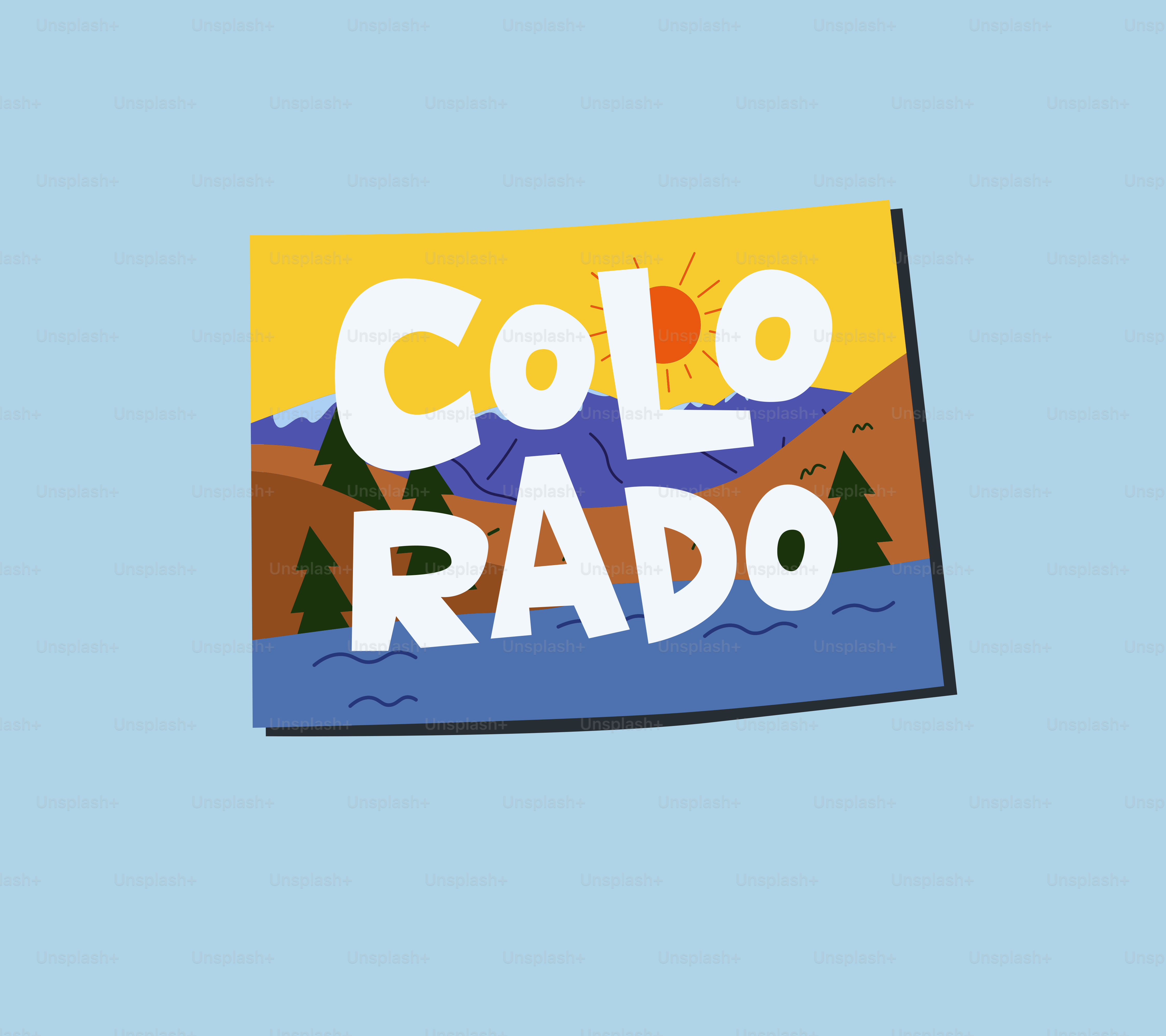 Colorado landscape with mountains and sun