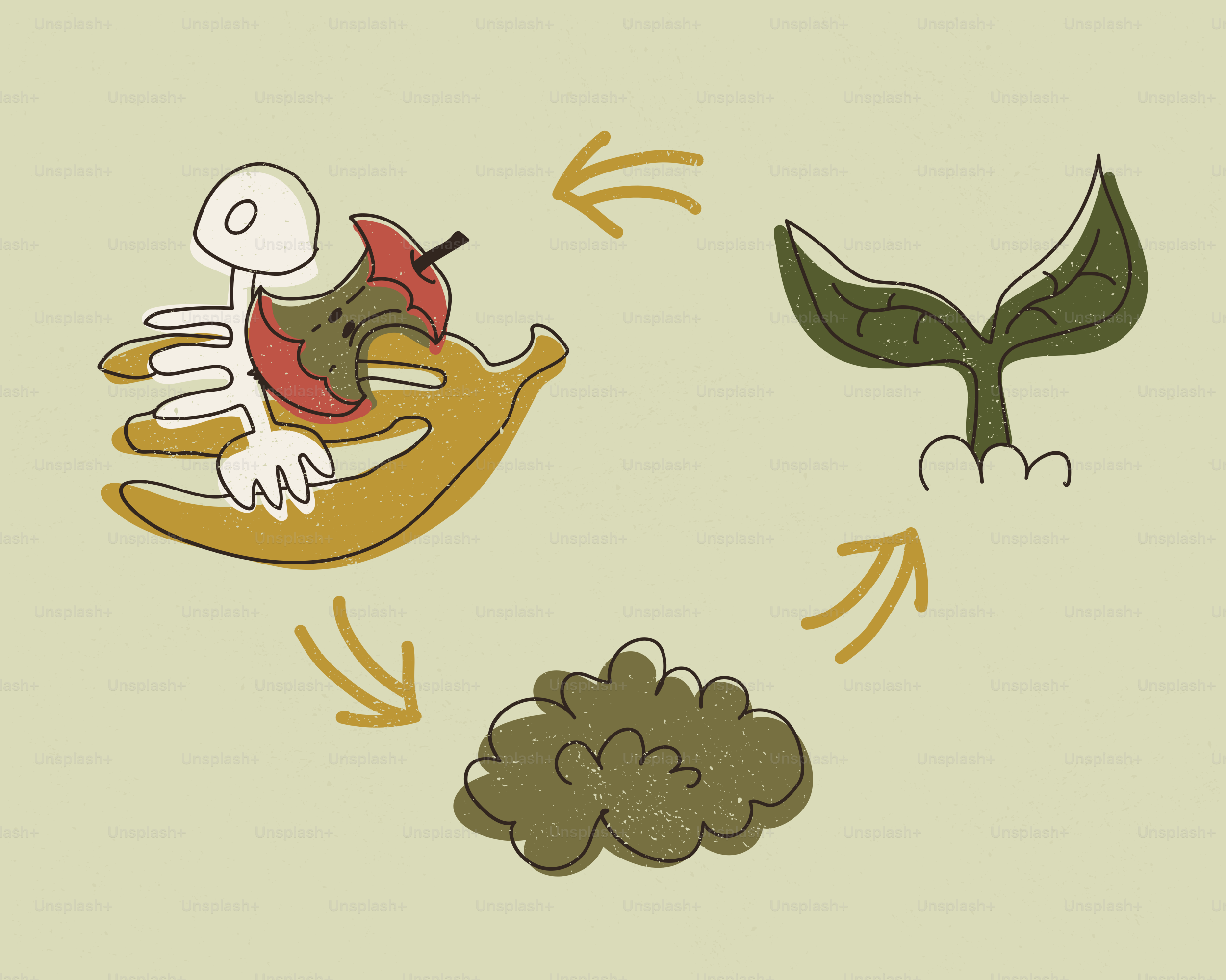 Composting cycle: food scraps to soil to plant.