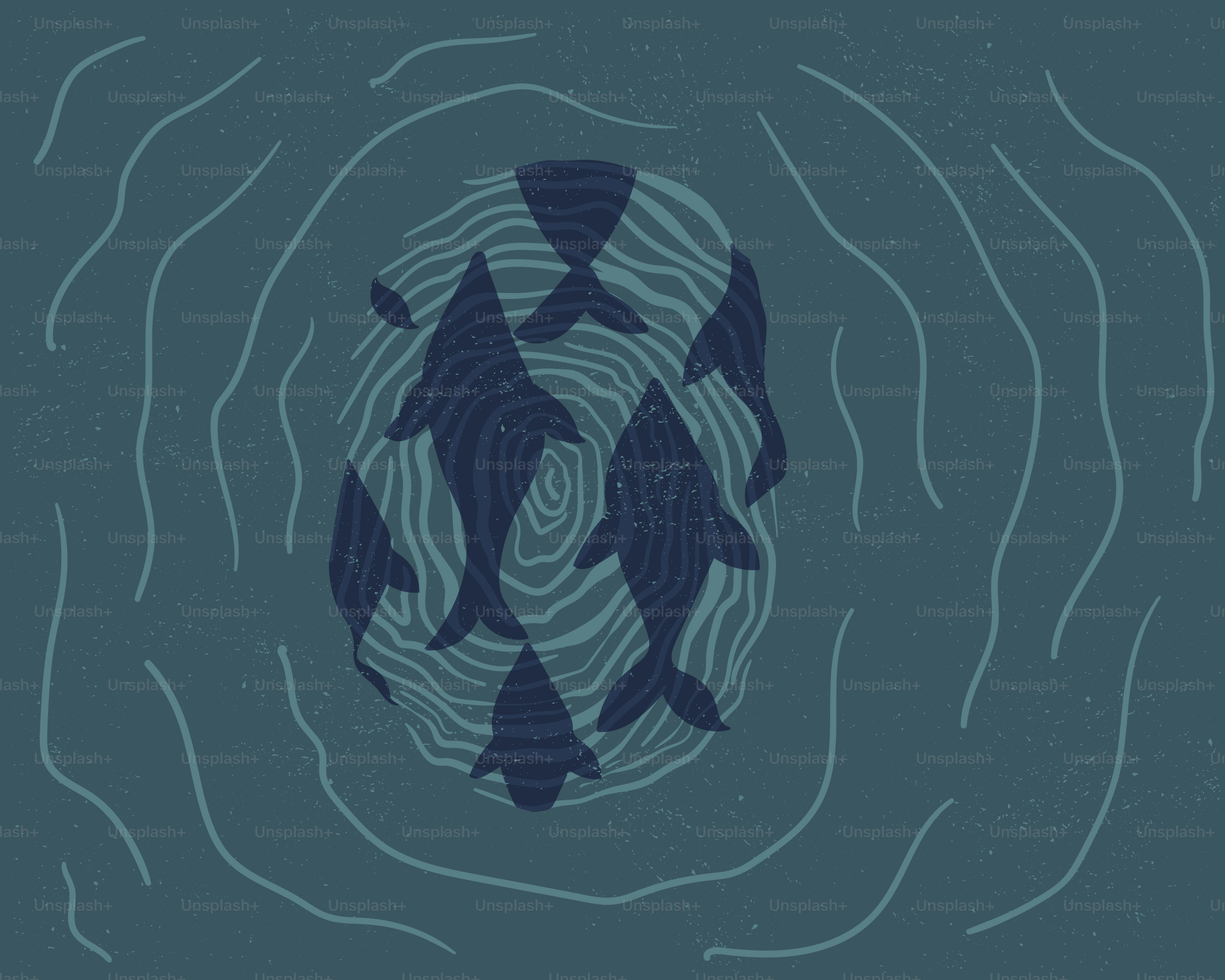 Ein Schwarm von Fischen, die in konzentrischen Kreisen schwimmen.