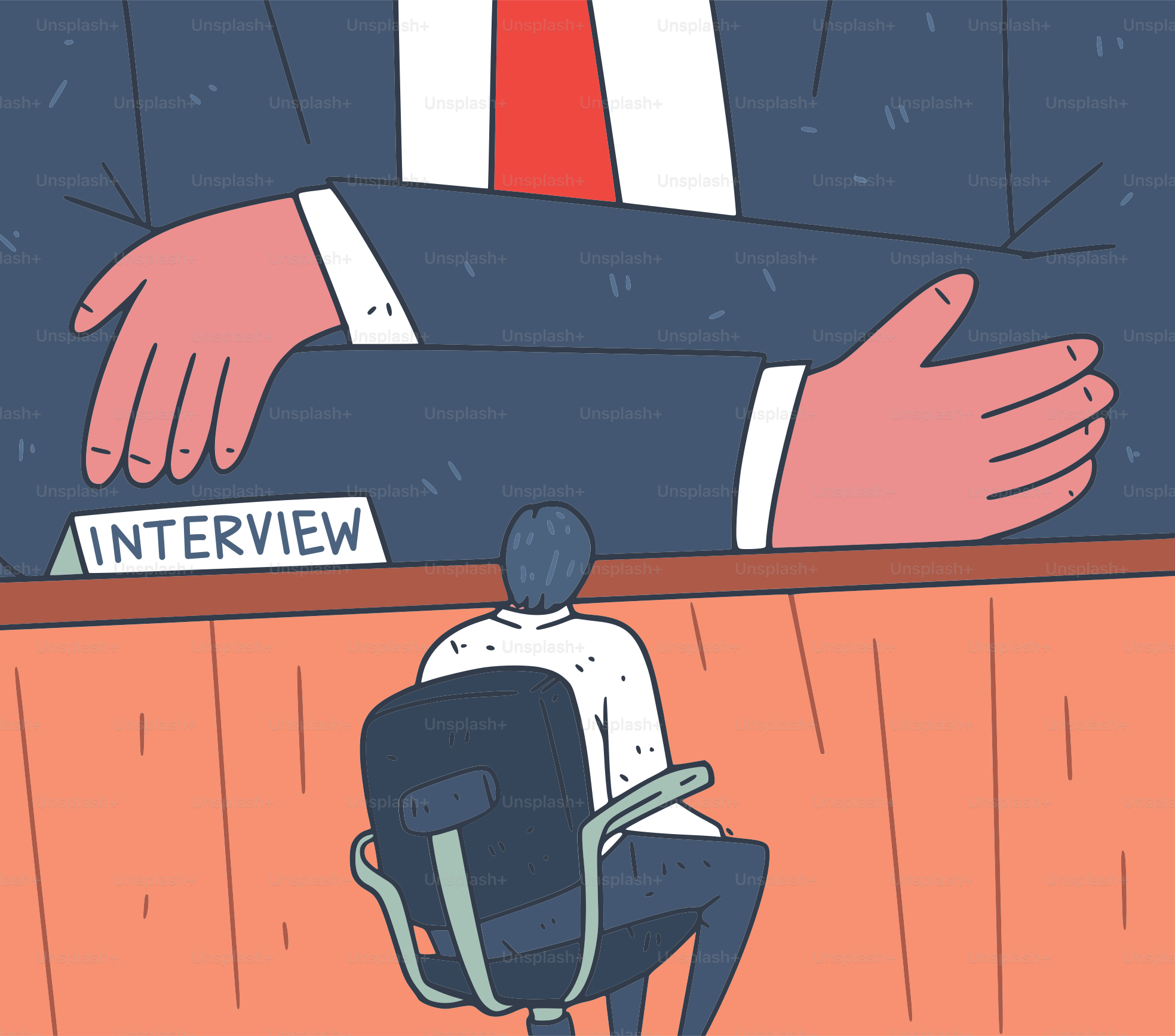 Job interview with a large, imposing figure