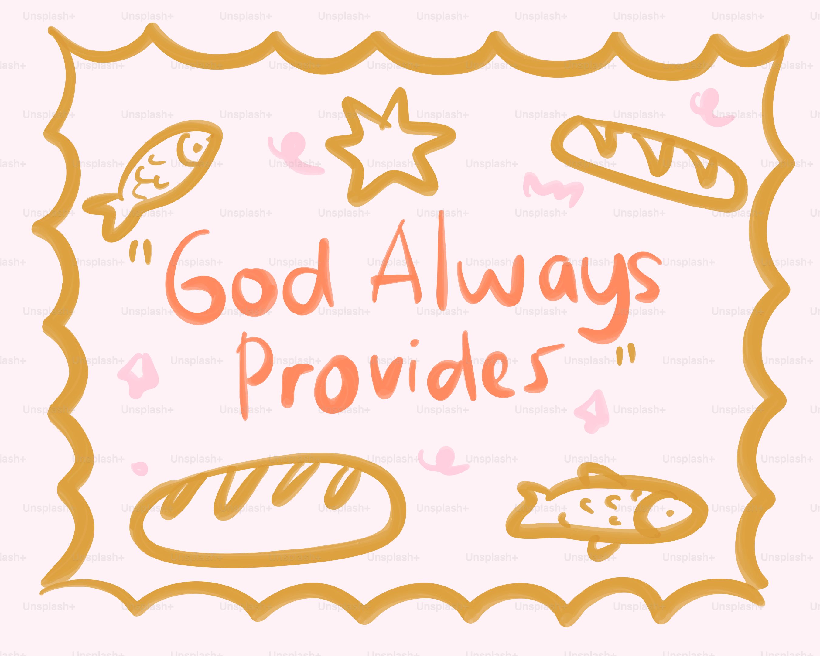 God always provides text with bread and fish