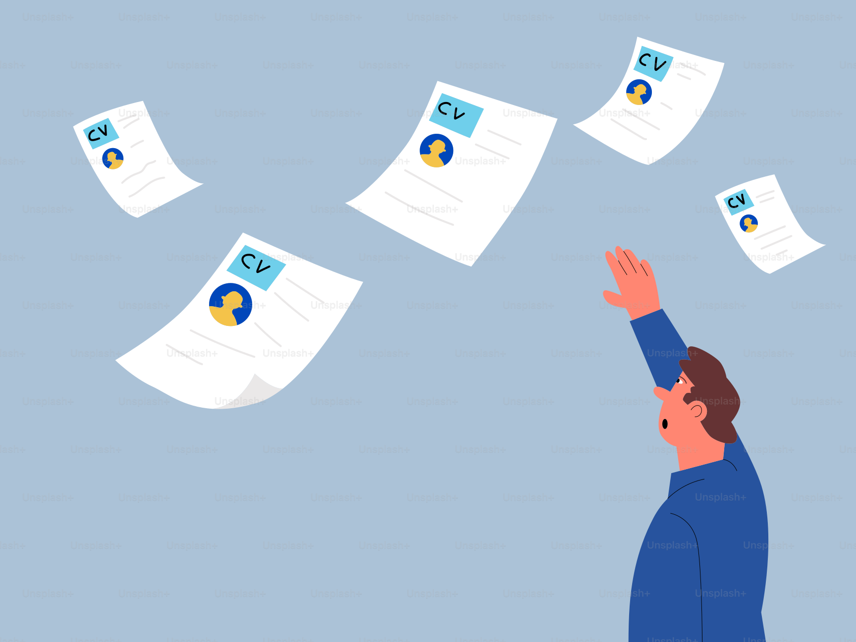 Uomo che lancia i CV in aria