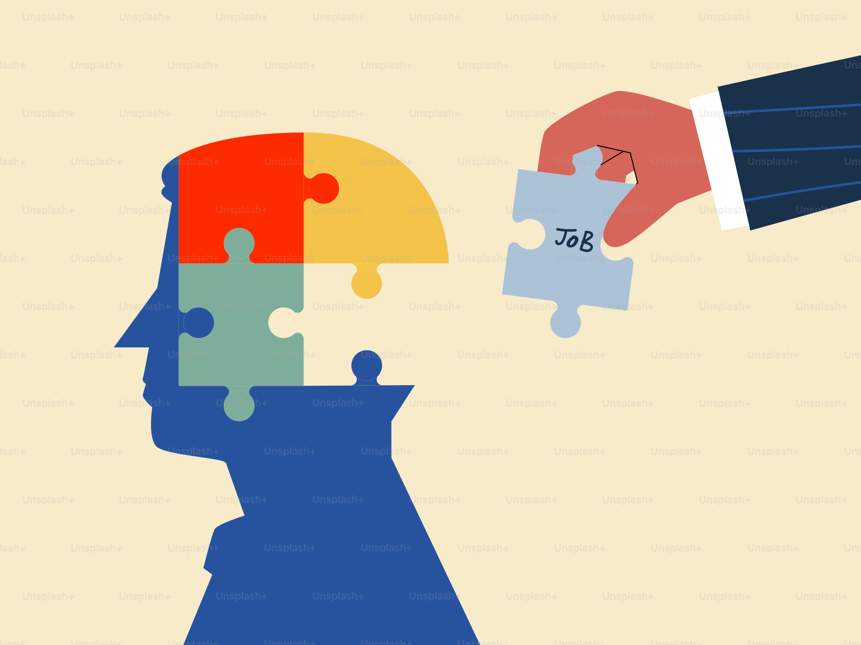 Inserire a mano il pezzo del puzzle con l'etichetta di lavoro nella testa