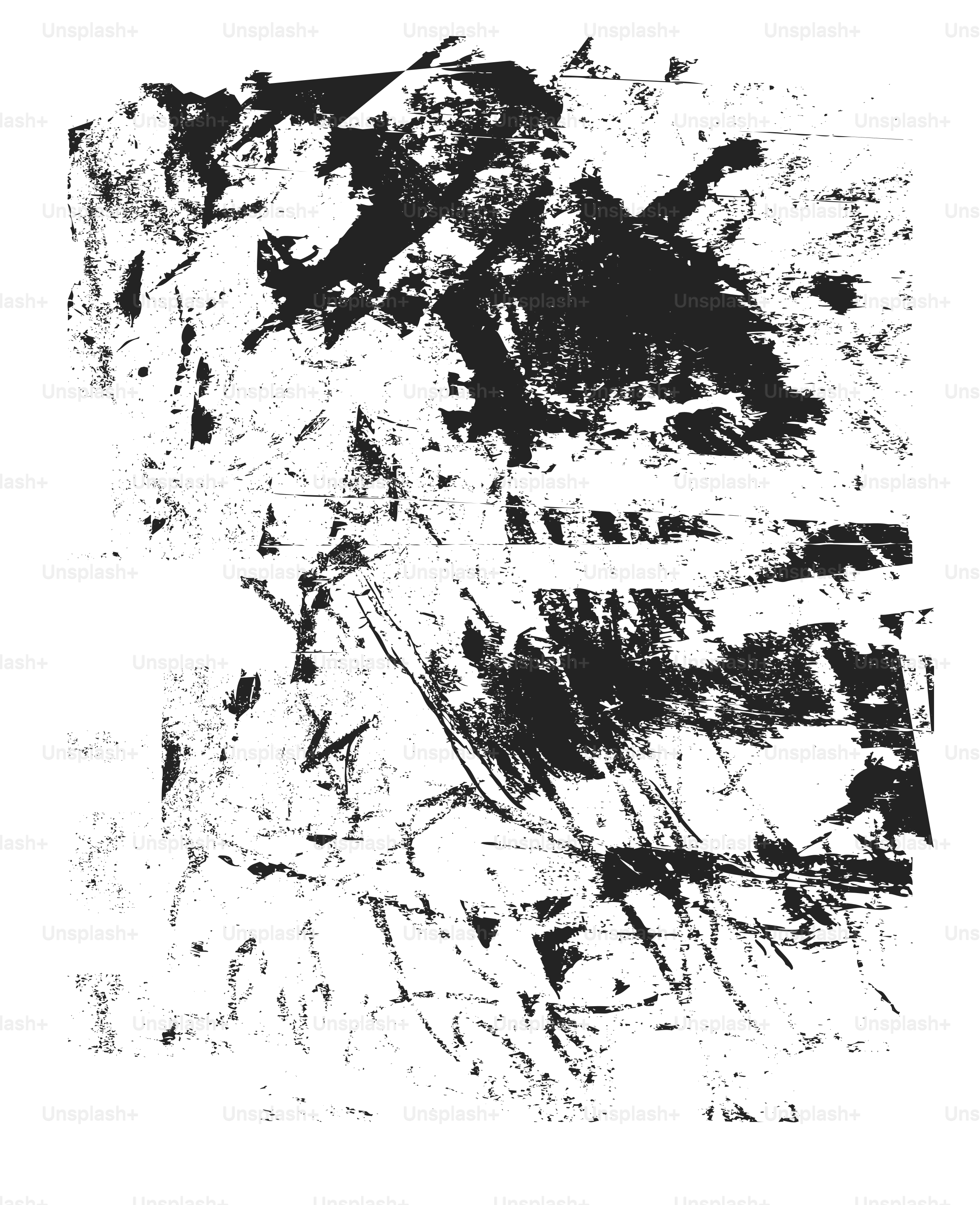 Abstract black and white paint strokes on white background