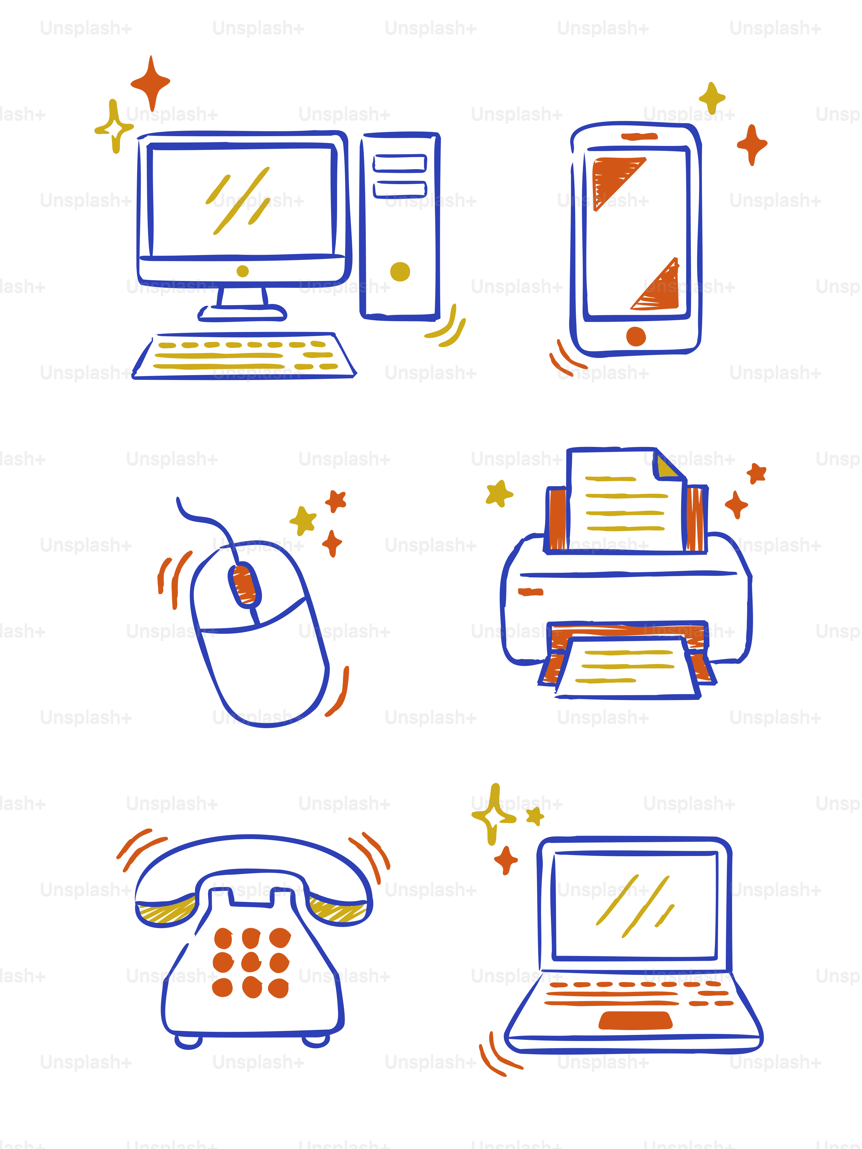 Collection of vintage and modern communication devices